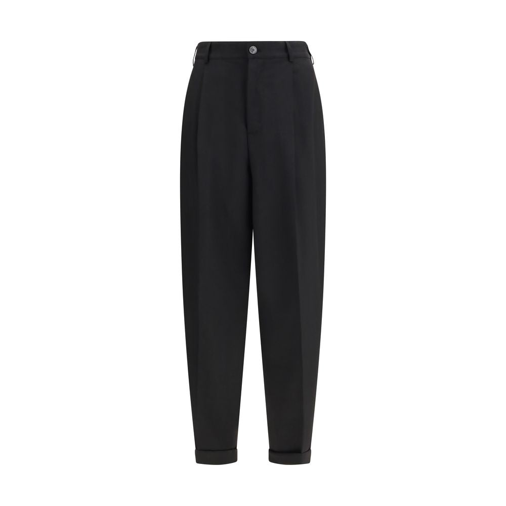 Black Fleece Wool Casual Pants - ventzia