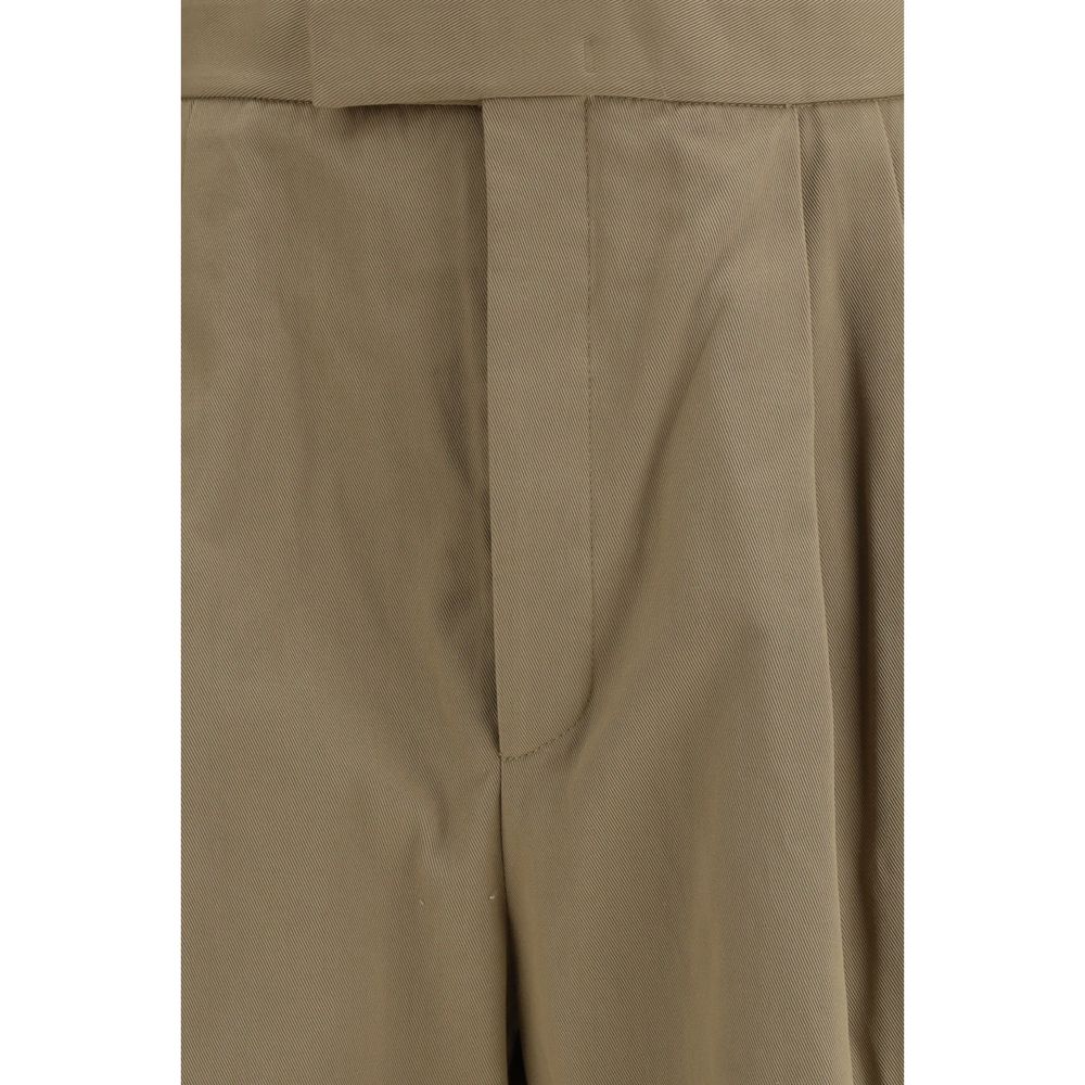 Beige Cotton Casual Pants - ventzia