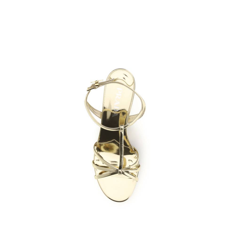 Gold Calf Leather Bos Taurus Wedge Sandals - ventzia