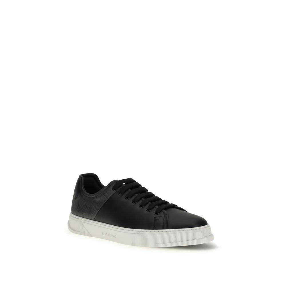 Black Calf Leather Bos Taurus Low Top Sneakers - ventzia