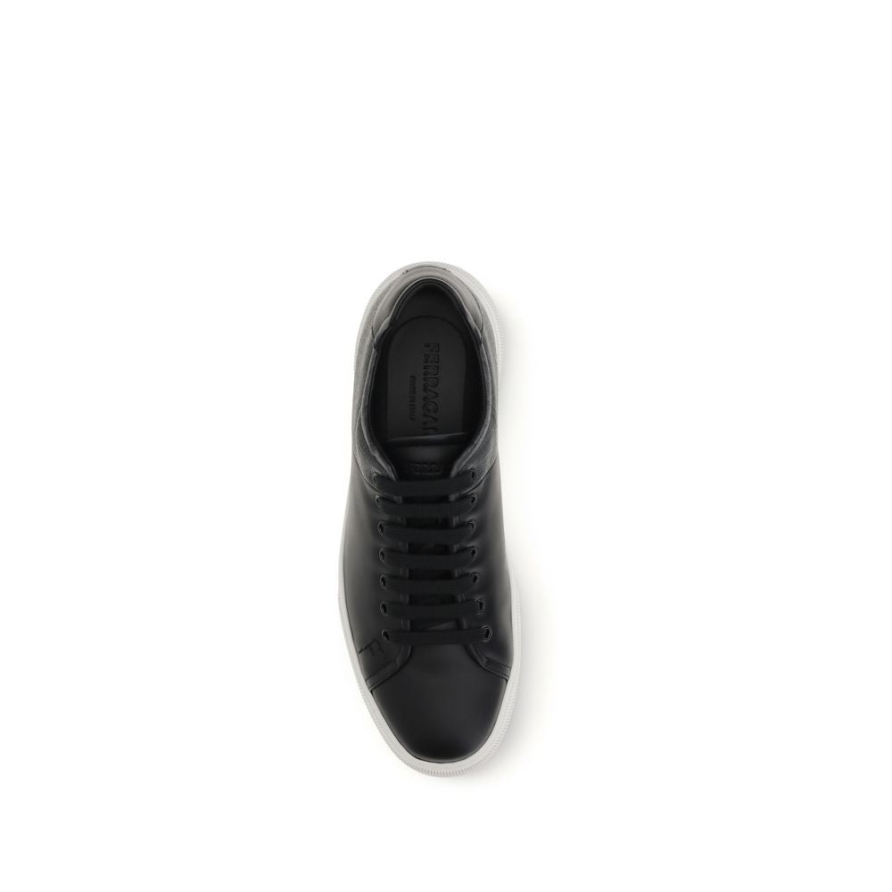 Black Calf Leather Bos Taurus Low Top Sneakers - ventzia