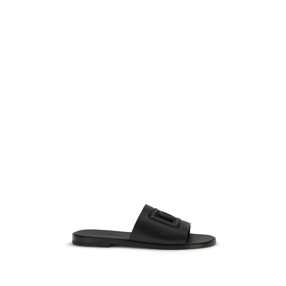 Black Calf Leather Bos Taurus Sandals - ventzia