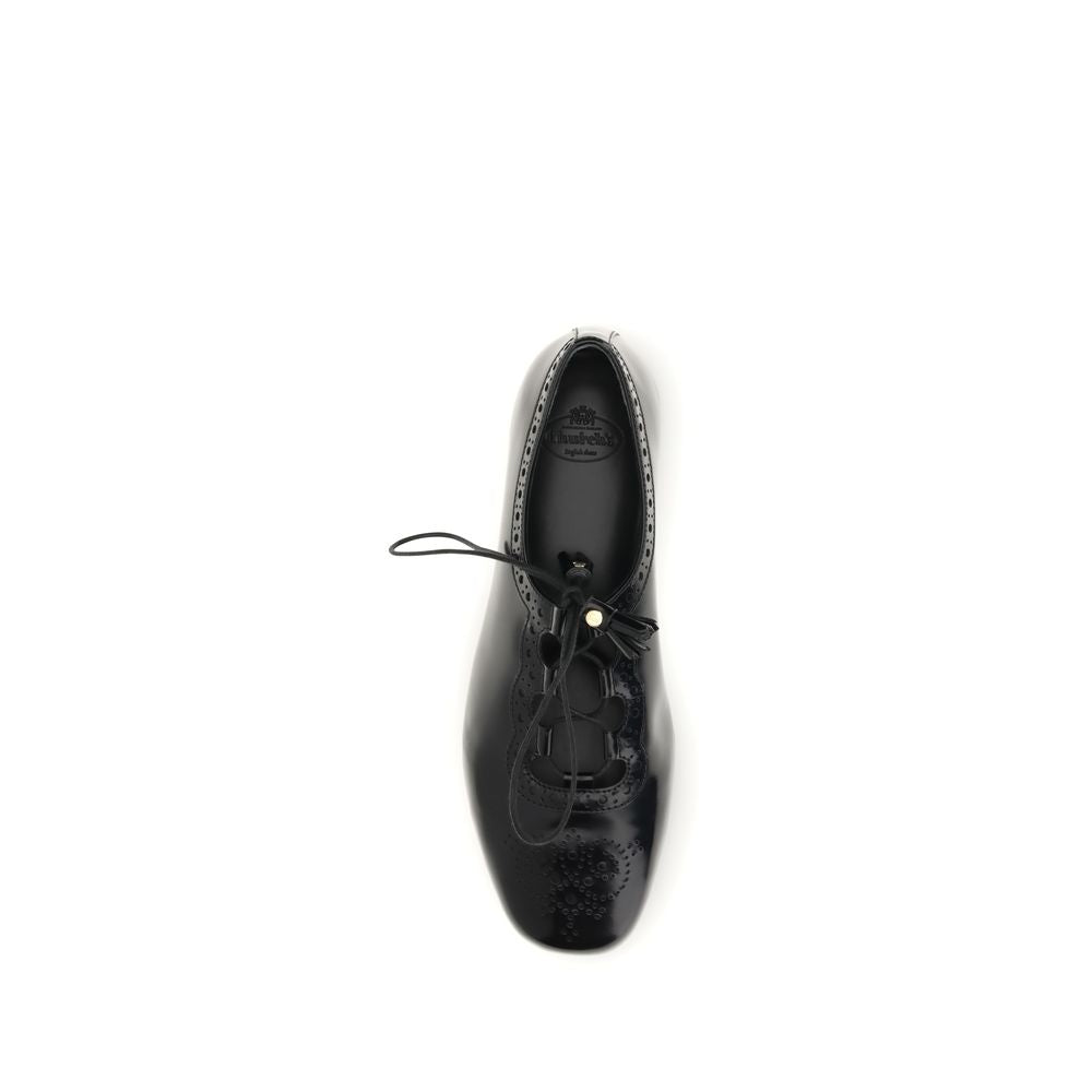 Black Calf Leather Bos Taurus Ballet Flats - ventzia
