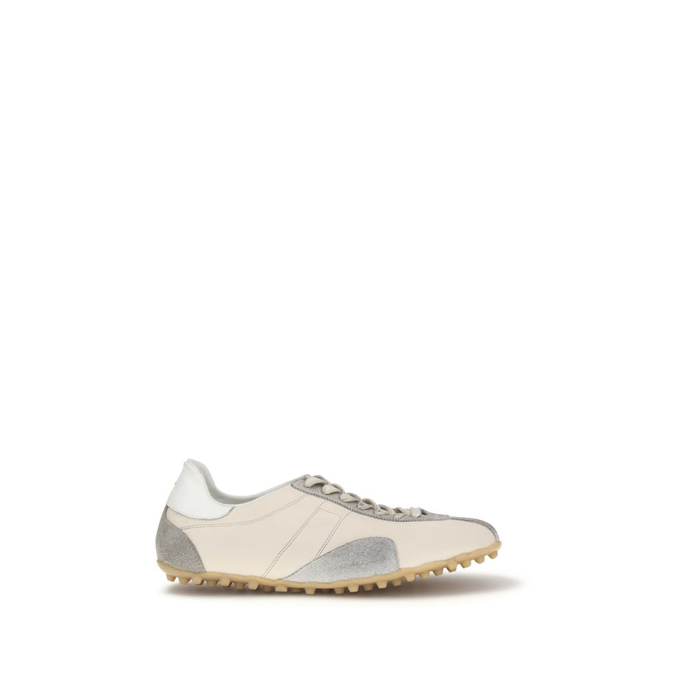 Beige Calf Leather Bos Taurus Athletic Sneakers - ventzia