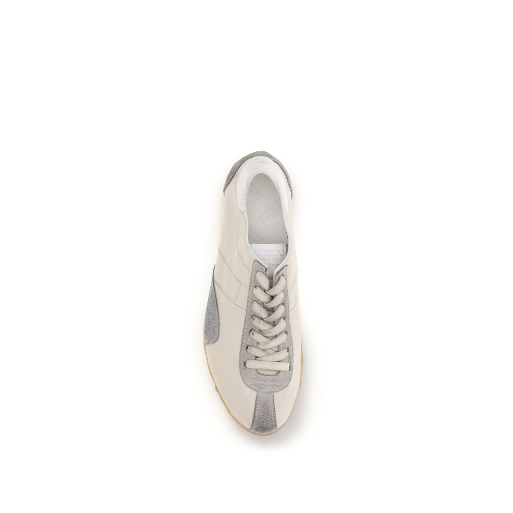 Beige Calf Leather Bos Taurus Athletic Sneakers - ventzia