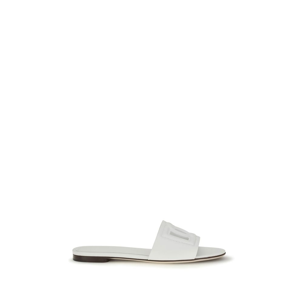 White Calf Leather Bos Taurus Flat Sandals - ventzia
