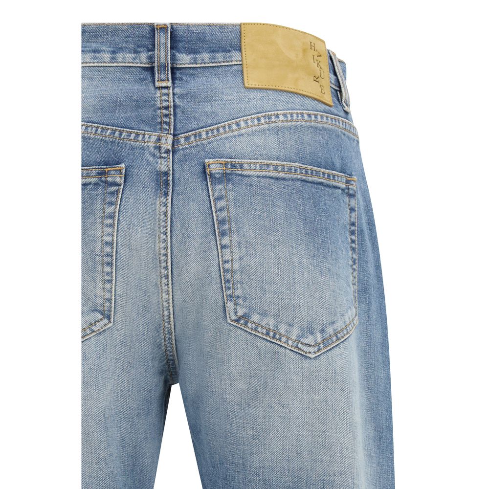 Blue Cotton Straight-Leg Jeans - ventzia
