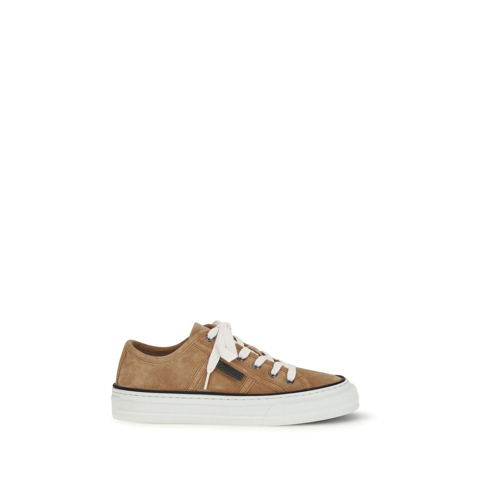 Beige Calf Leather Bos Taurus Low Top Sneakers - ventzia