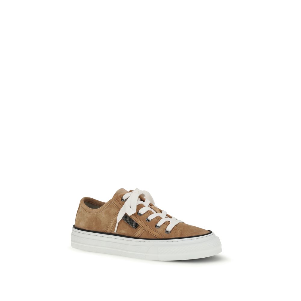 Beige Calf Leather Bos Taurus Low Top Sneakers - ventzia