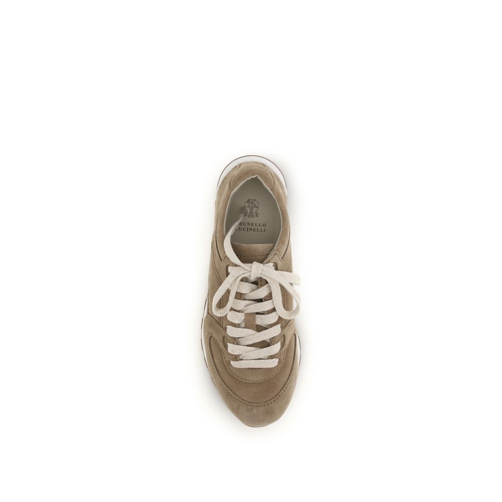 Beige Calf Leather Bos Taurus Low Top Sneakers - ventzia