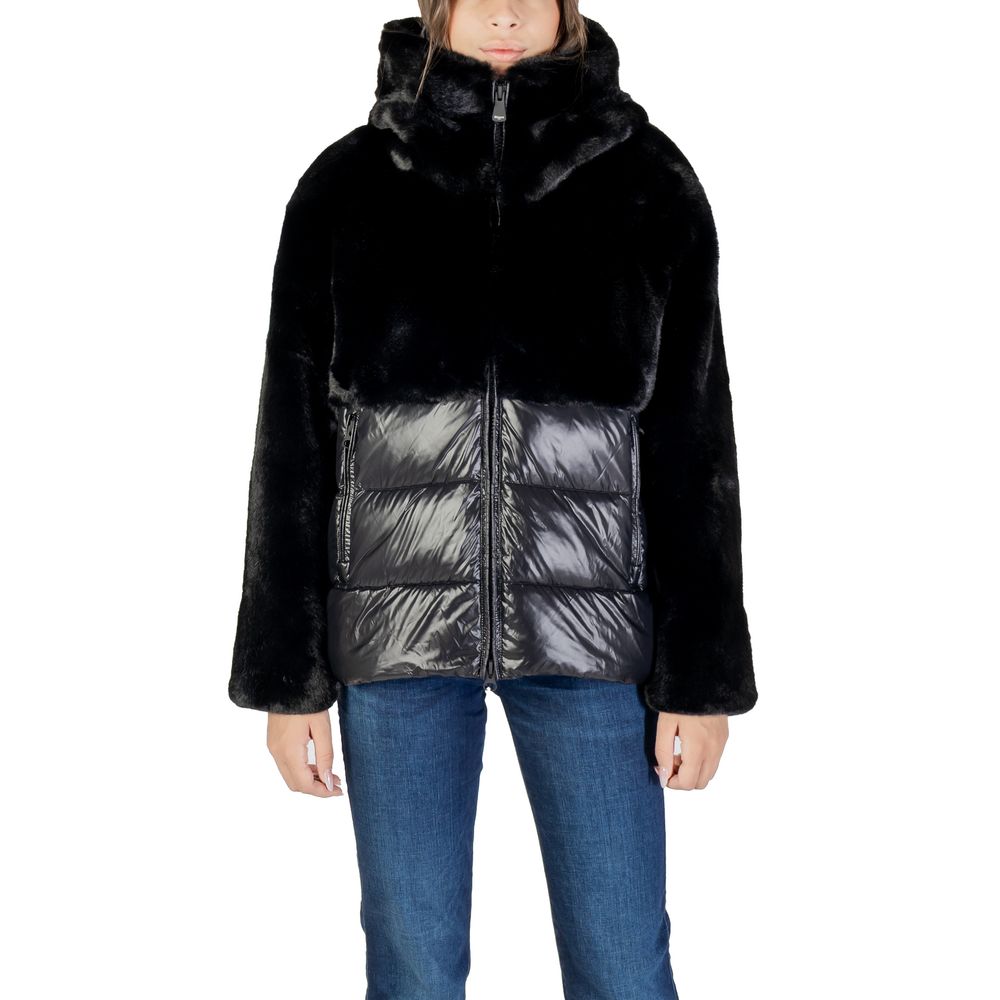Black Polyester Coat - ventzia