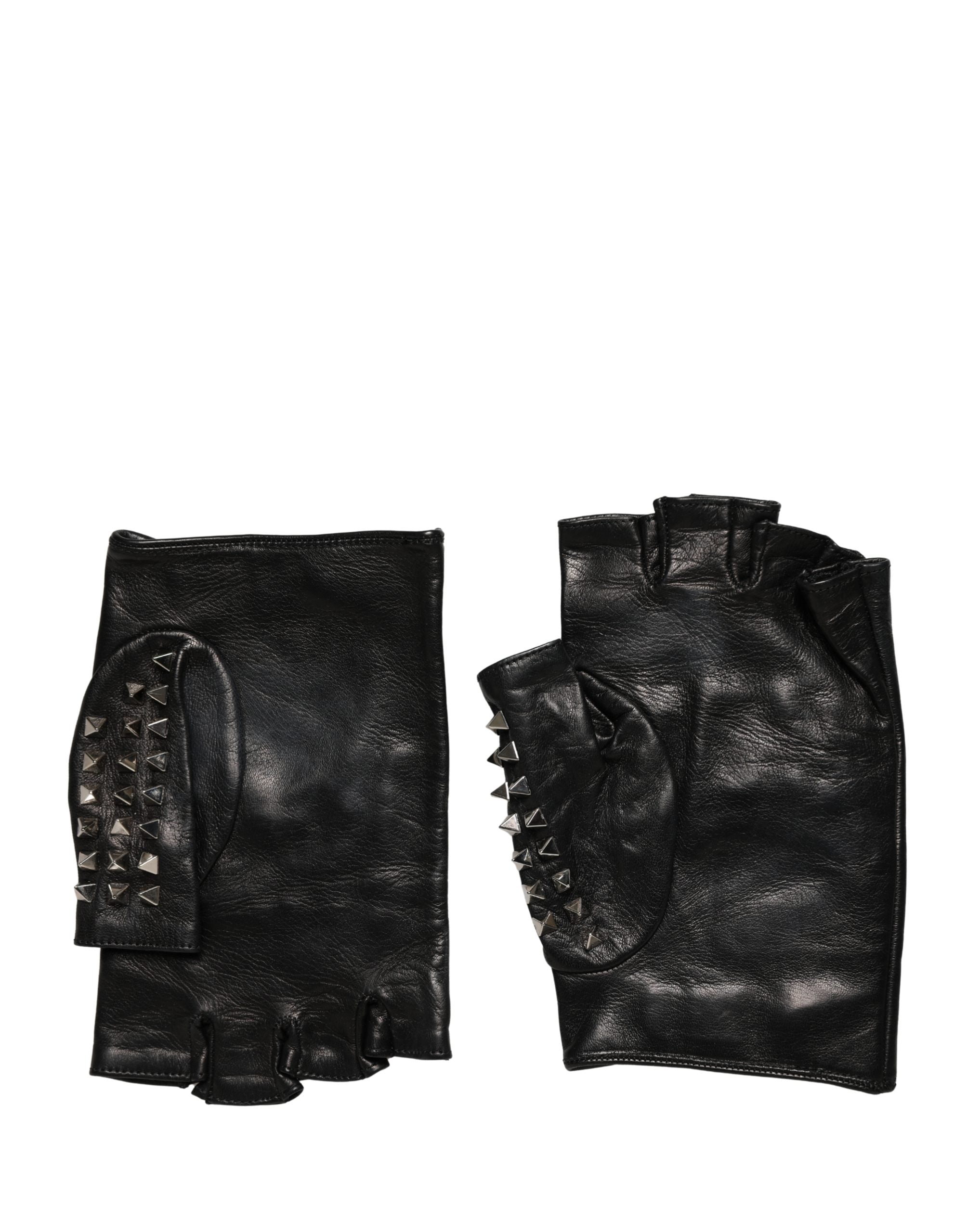 Black Embellished Wrist Length Mitten Women Gloves - ventzia