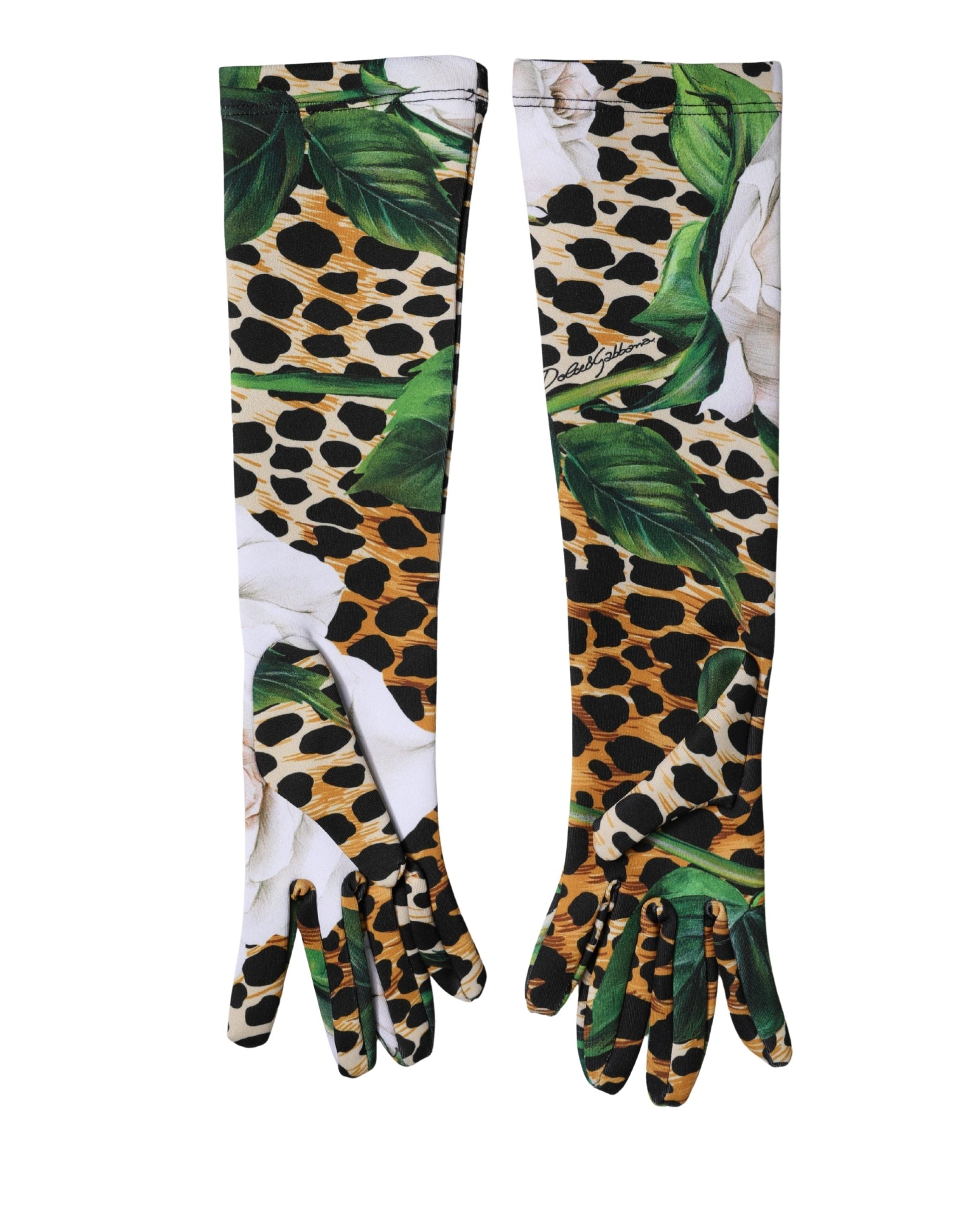 Multicolor Floral Leopard Elbow Length Women Gloves - ventzia