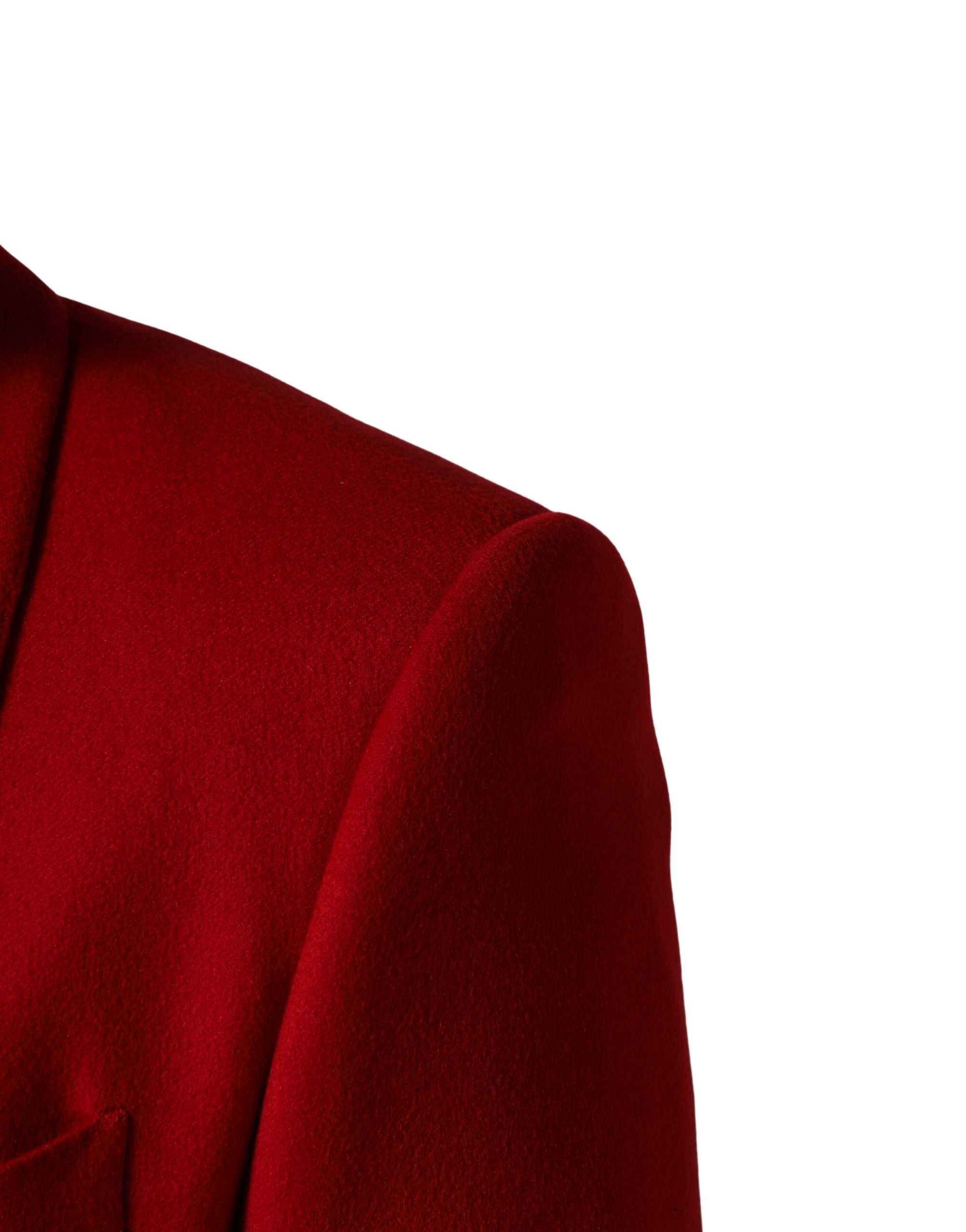 Red Cashmere Single Breasted Jacket Blazer - ventzia