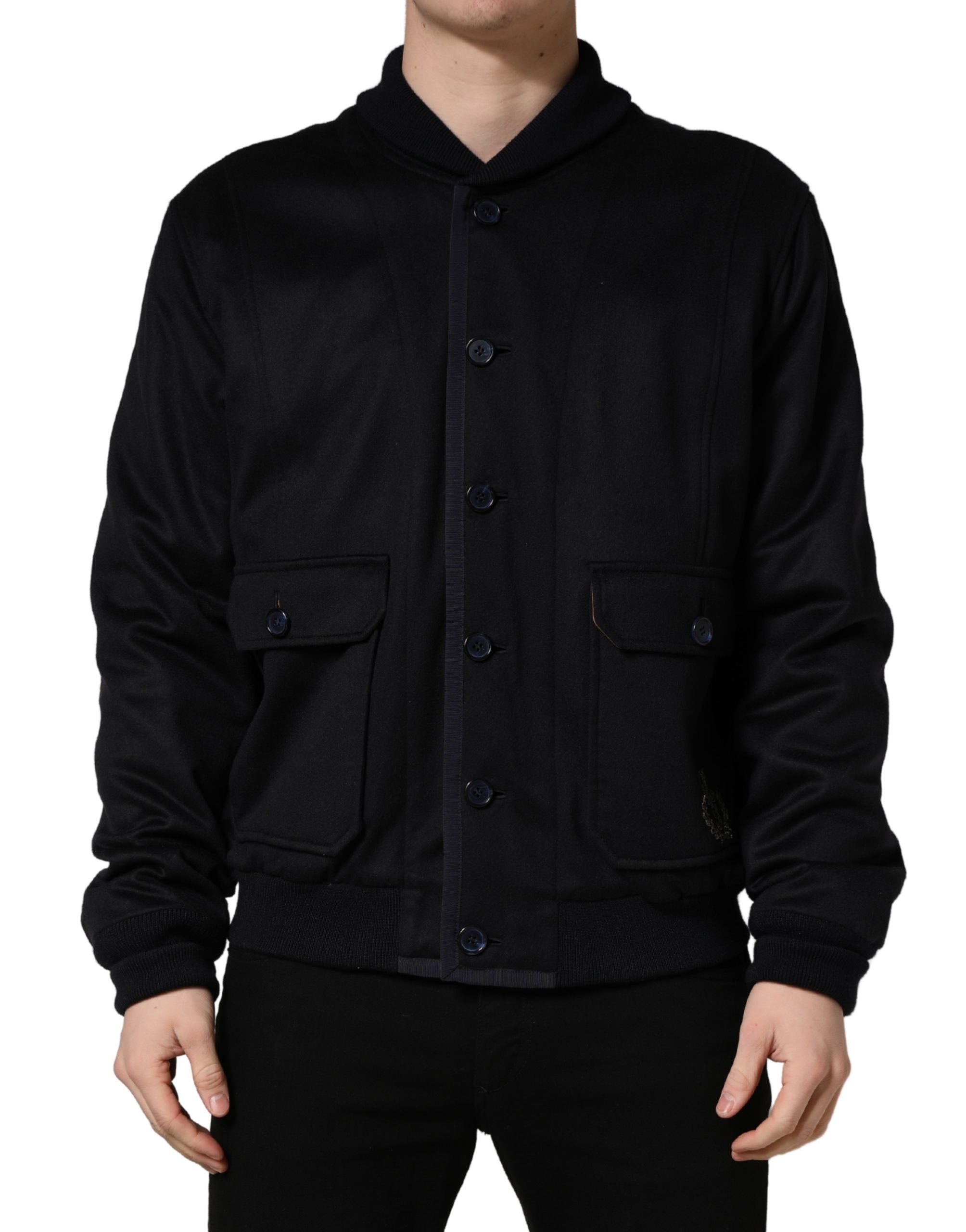 Black Cashmere Knitted Button Down Jacket - ventzia