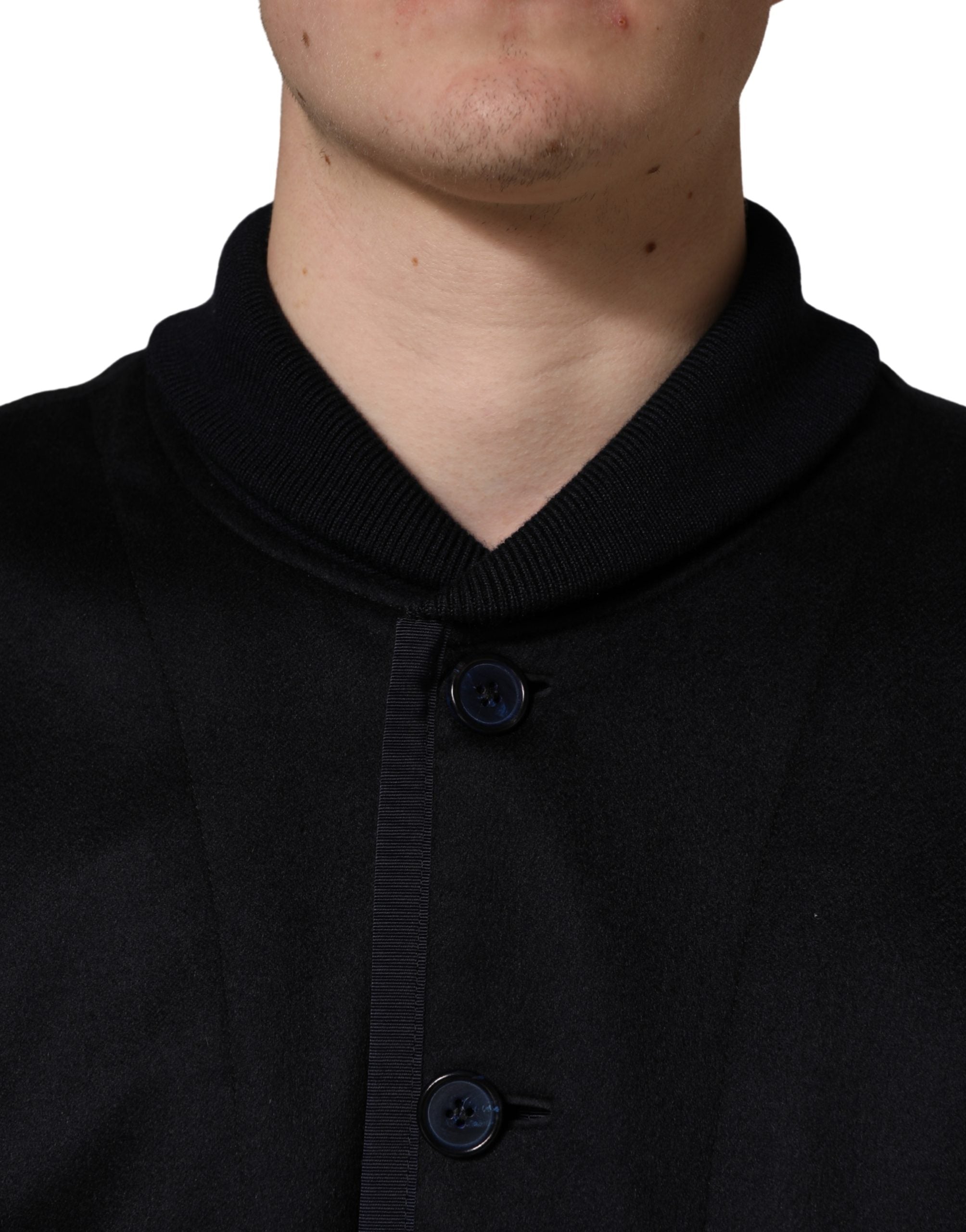 Black Cashmere Knitted Button Down Jacket - ventzia