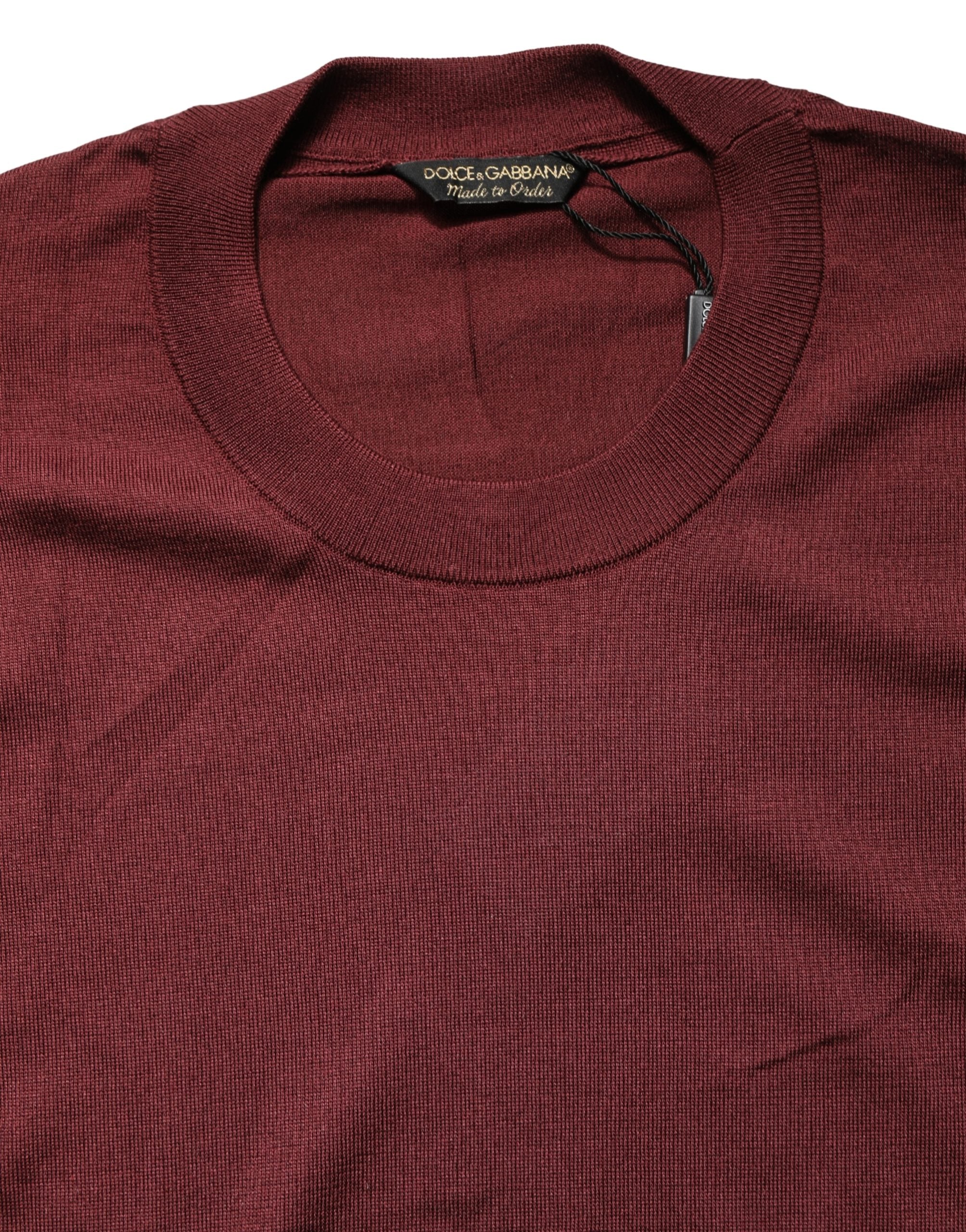 Maroon Silk Men Crew Neck Pullover Sweater - ventzia