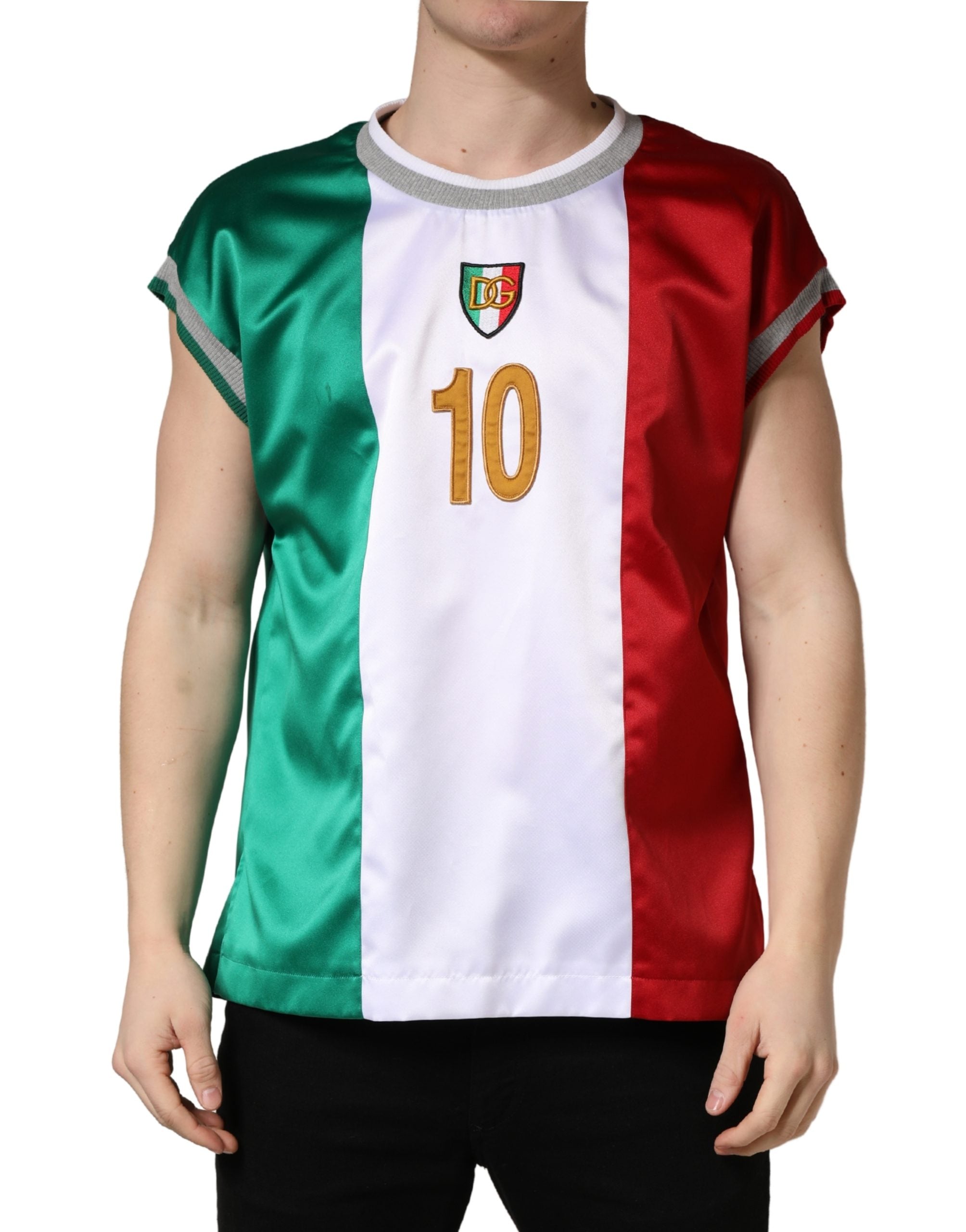 Multicolor Italia DG Logo Satin Tank T-shirt - ventzia