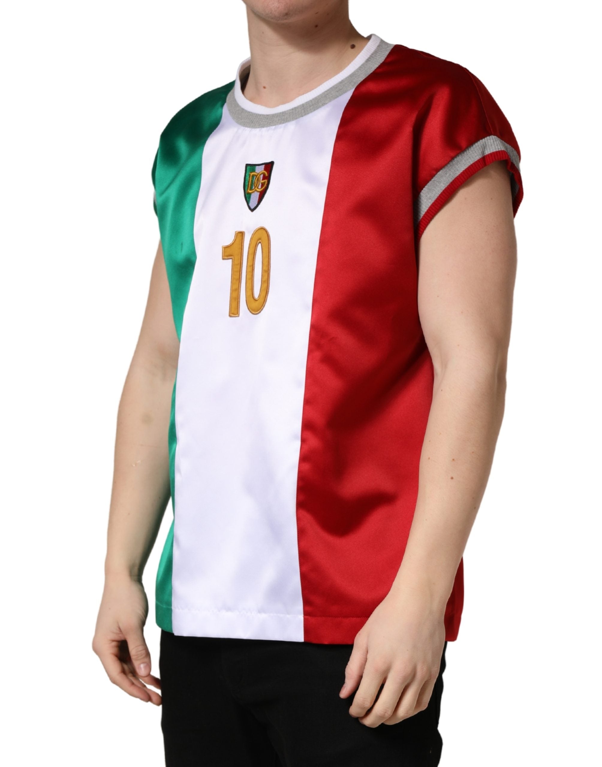 Multicolor Italia DG Logo Satin Tank T-shirt - ventzia