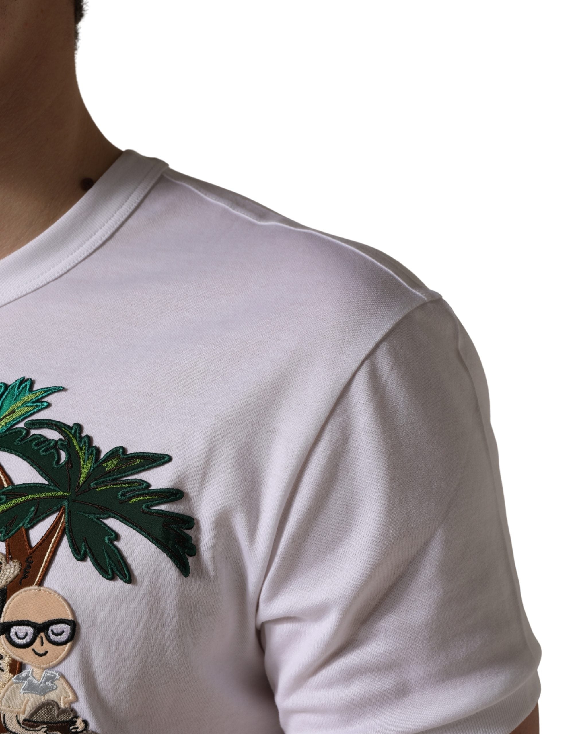 White Palm Embroidered Men Crew Neck T-shirt - ventzia