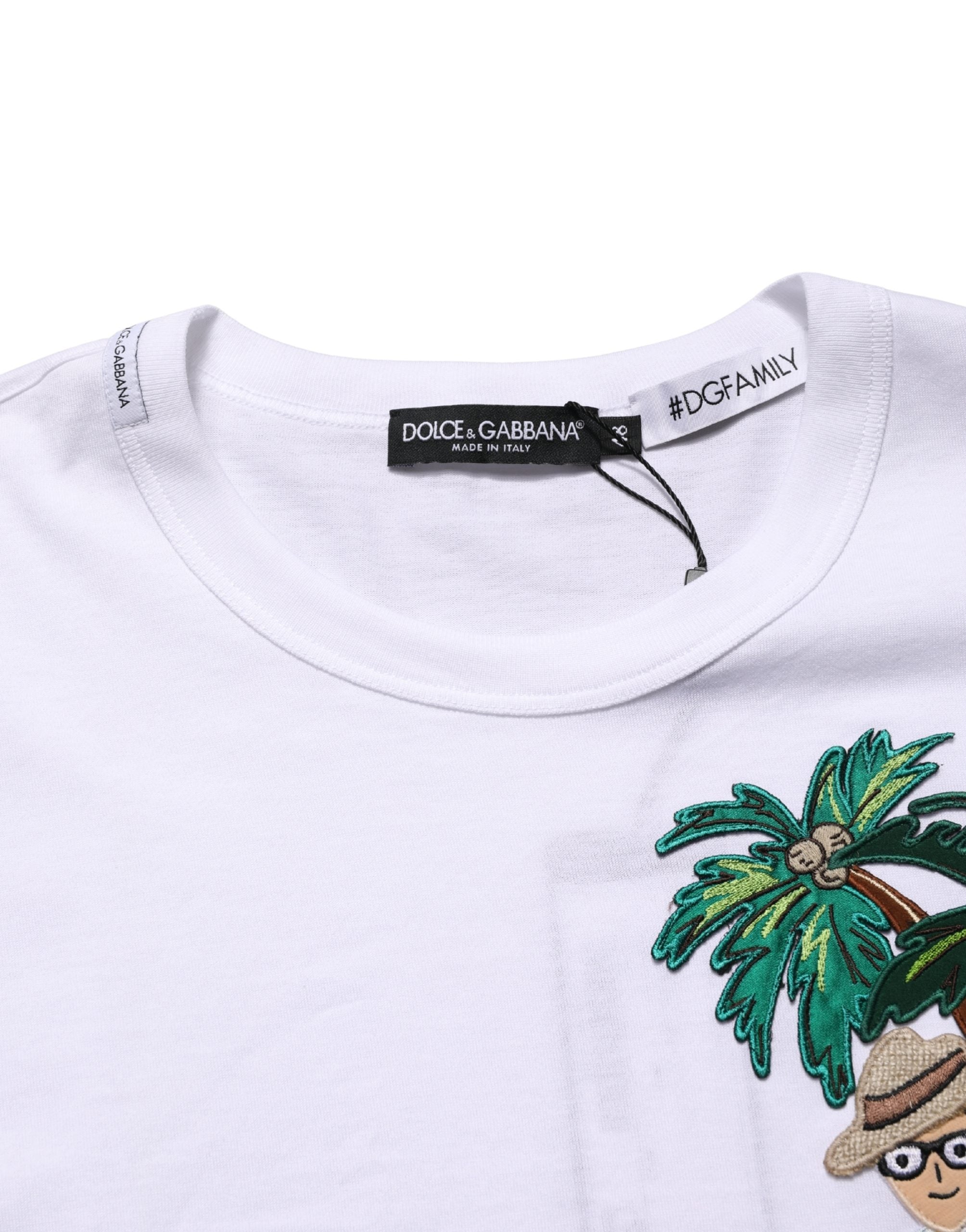 White Palm Embroidered Men Crew Neck T-shirt - ventzia