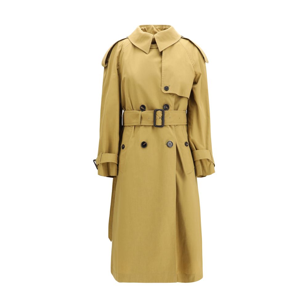 Beige Polyester Trench Coat - ventzia