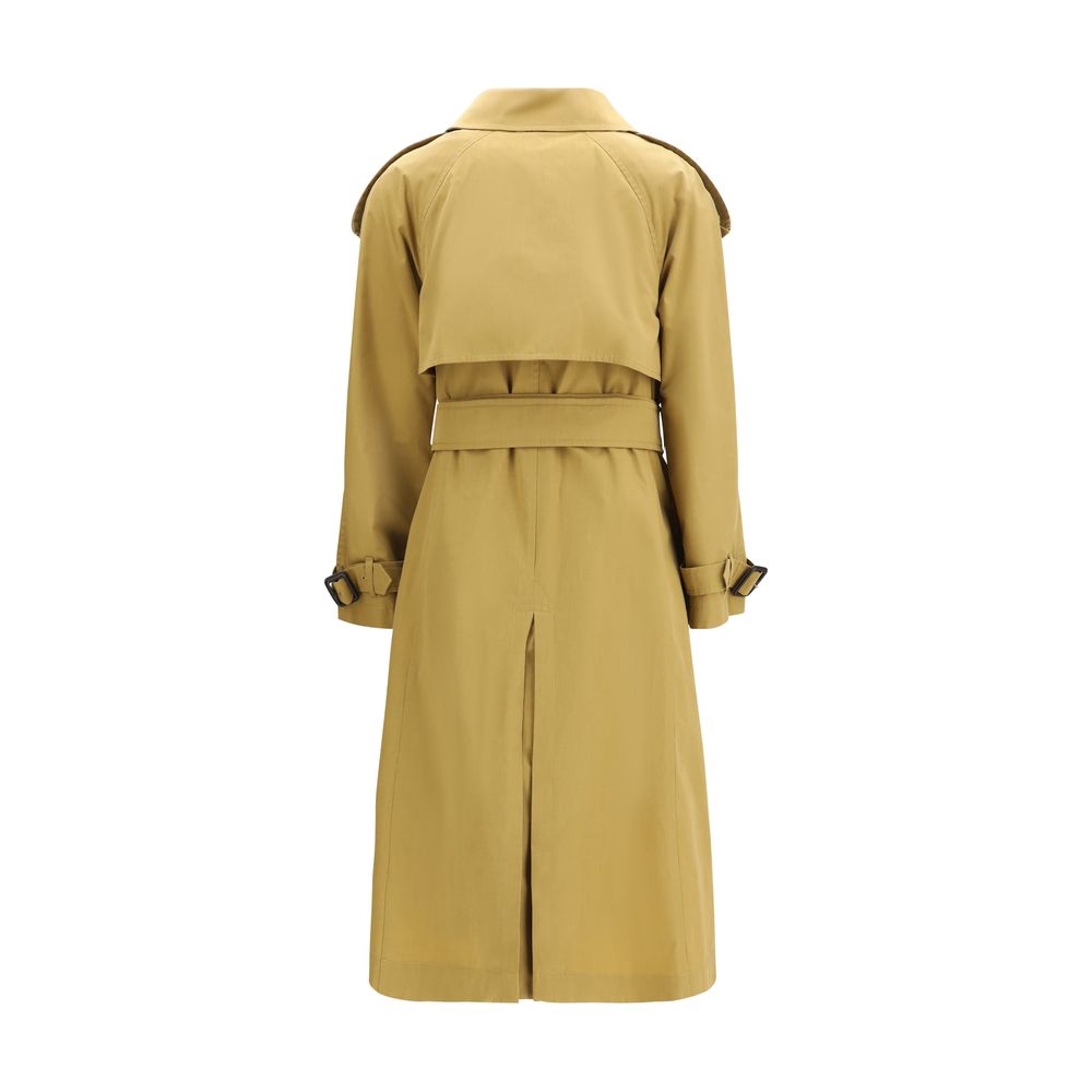 Beige Polyester Trench Coat - ventzia