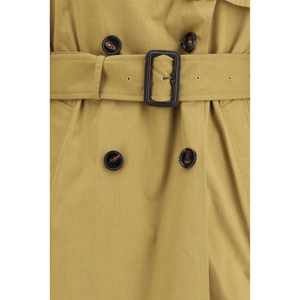 Beige Polyester Trench Coat - ventzia