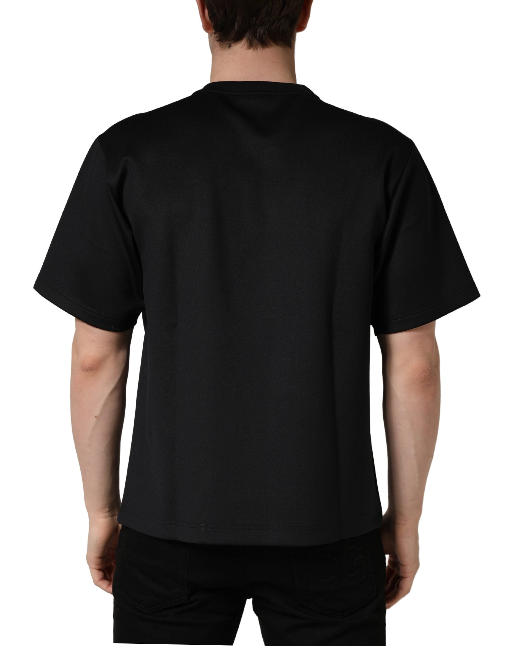 Black Have Fun Embellished Crew Neck T-shirt - ventzia