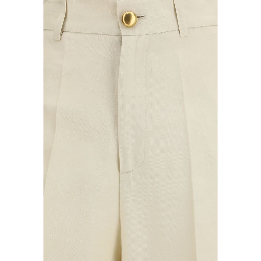 Beige Viscose Casual Pants - ventzia