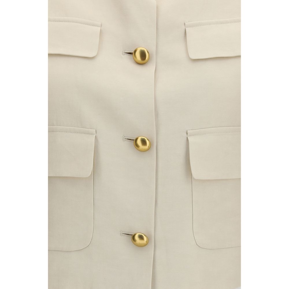 Beige Wool Sleveless Jacket - ventzia