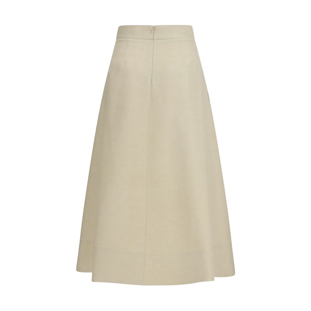 Beige Linen Midi Skirt - ventzia