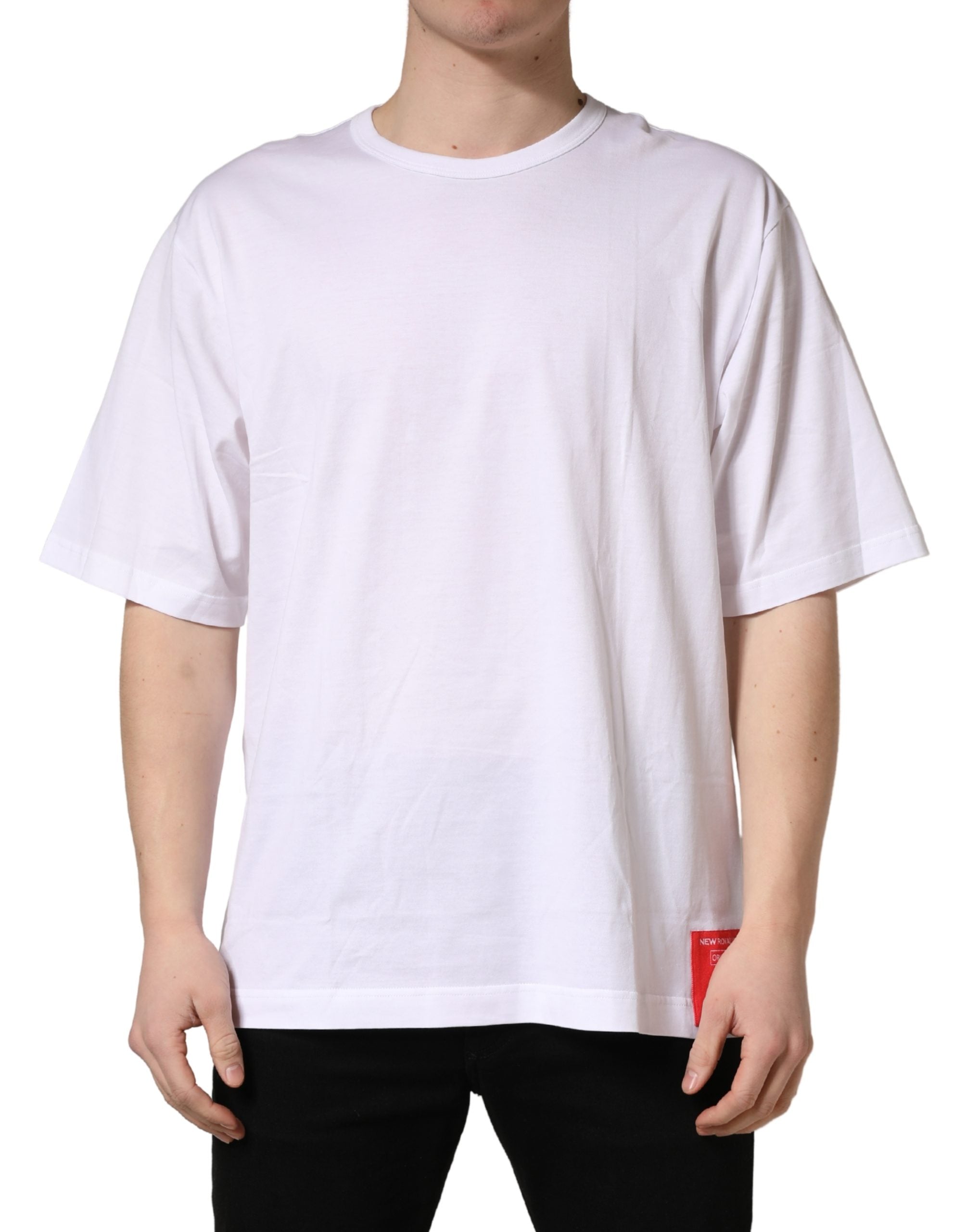 White Cotton Short Sleeves Crew Neck T-shirt - ventzia