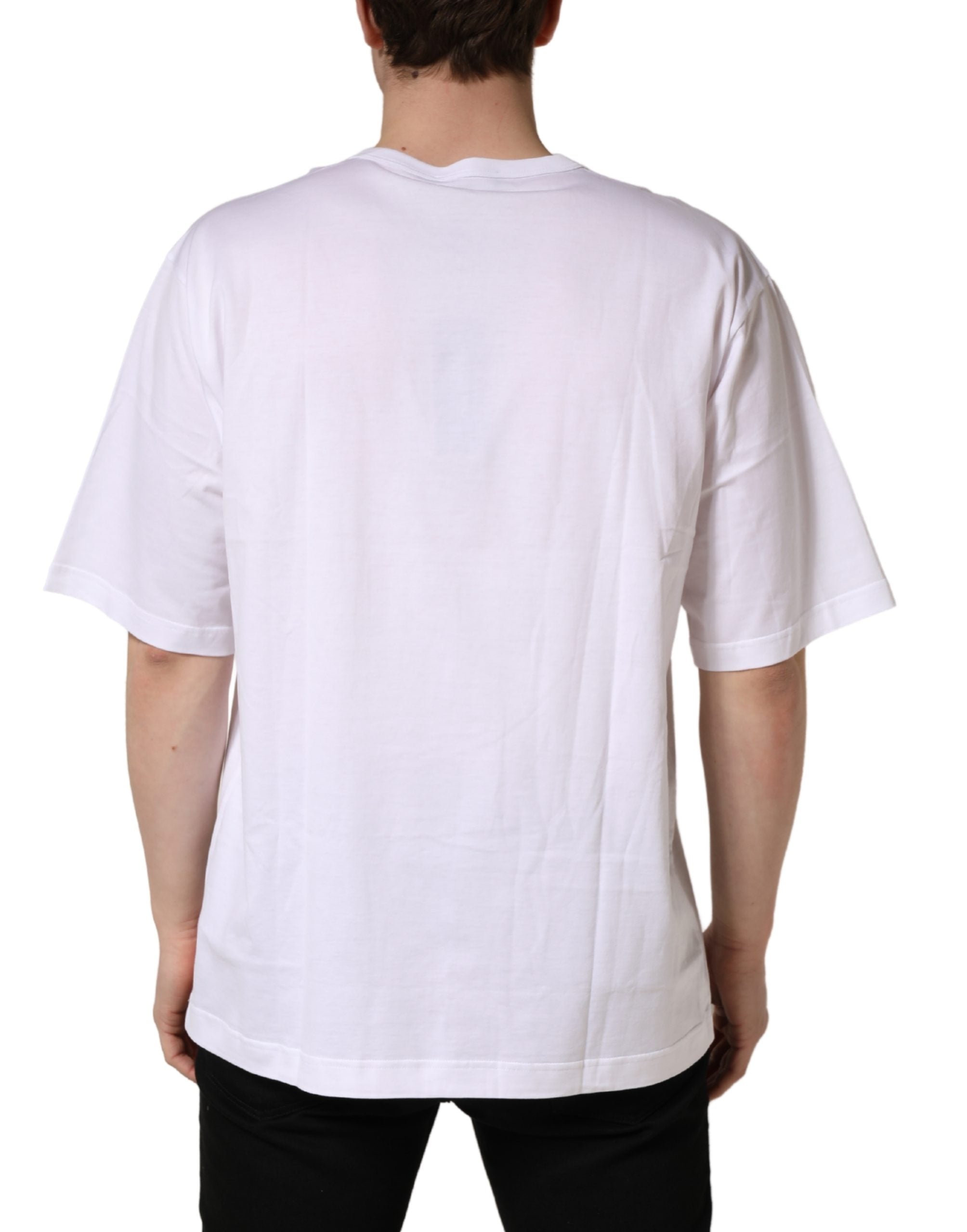 White Cotton Short Sleeves Crew Neck T-shirt - ventzia