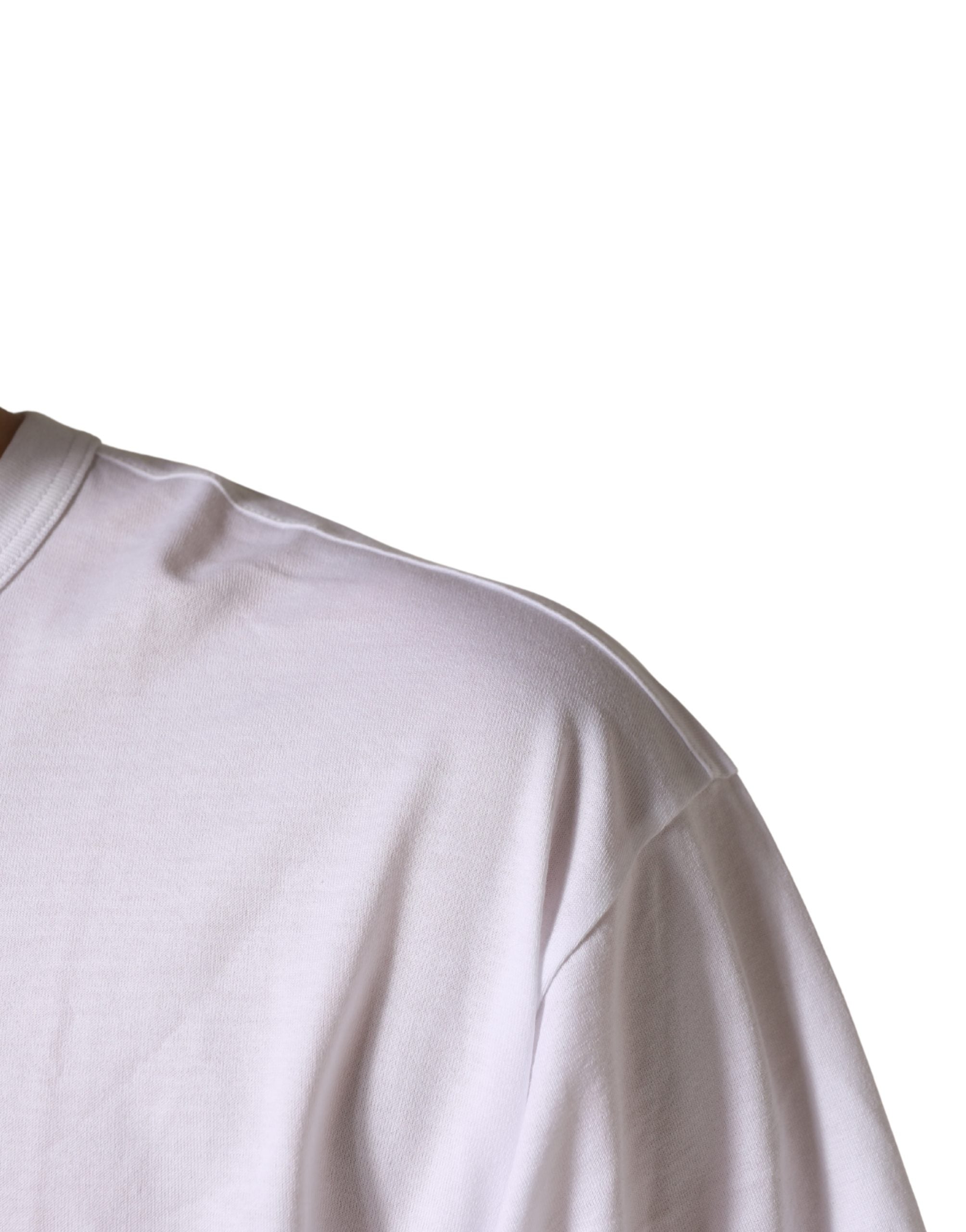 White Cotton Short Sleeves Crew Neck T-shirt - ventzia
