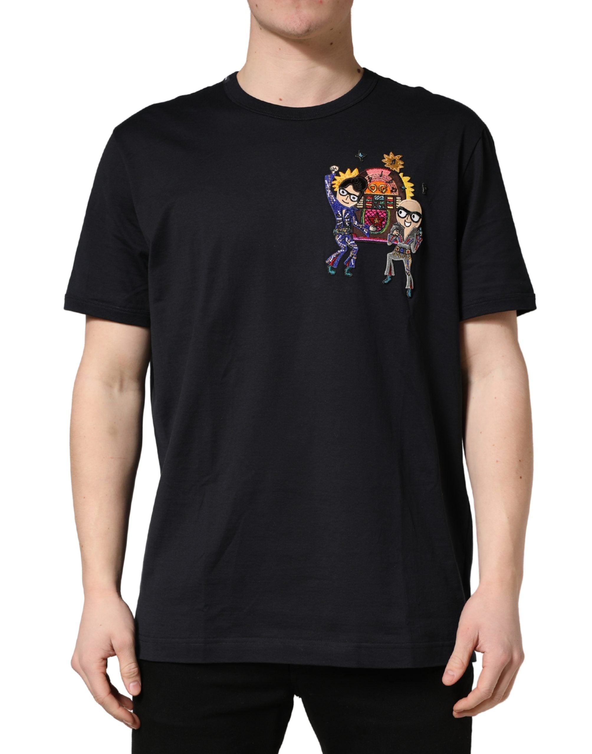 Black #DGFAMILY Patch Men Crew Neck T-shirt - ventzia