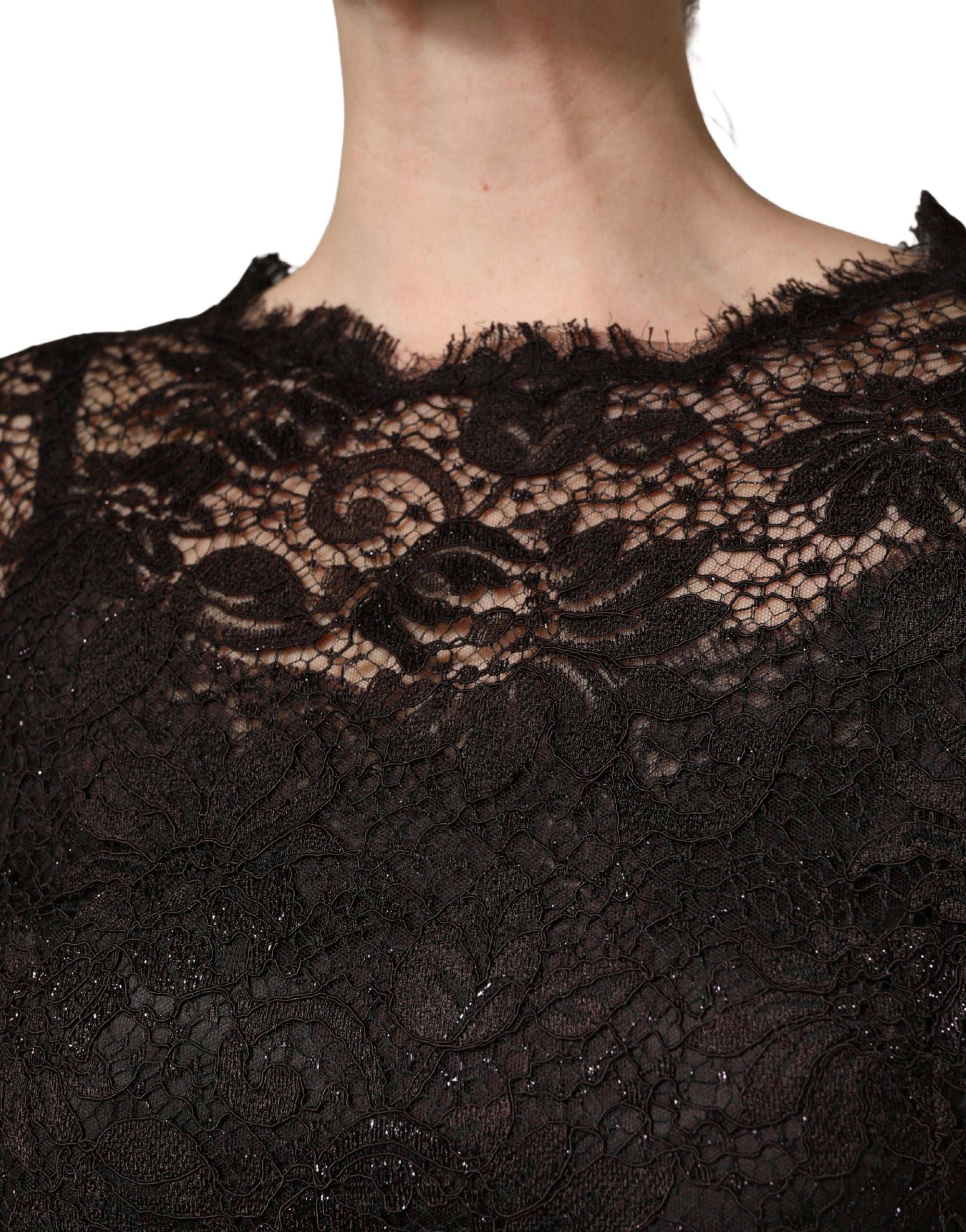 Black Floral Lace Sheath Long Maxi Dress - ventzia