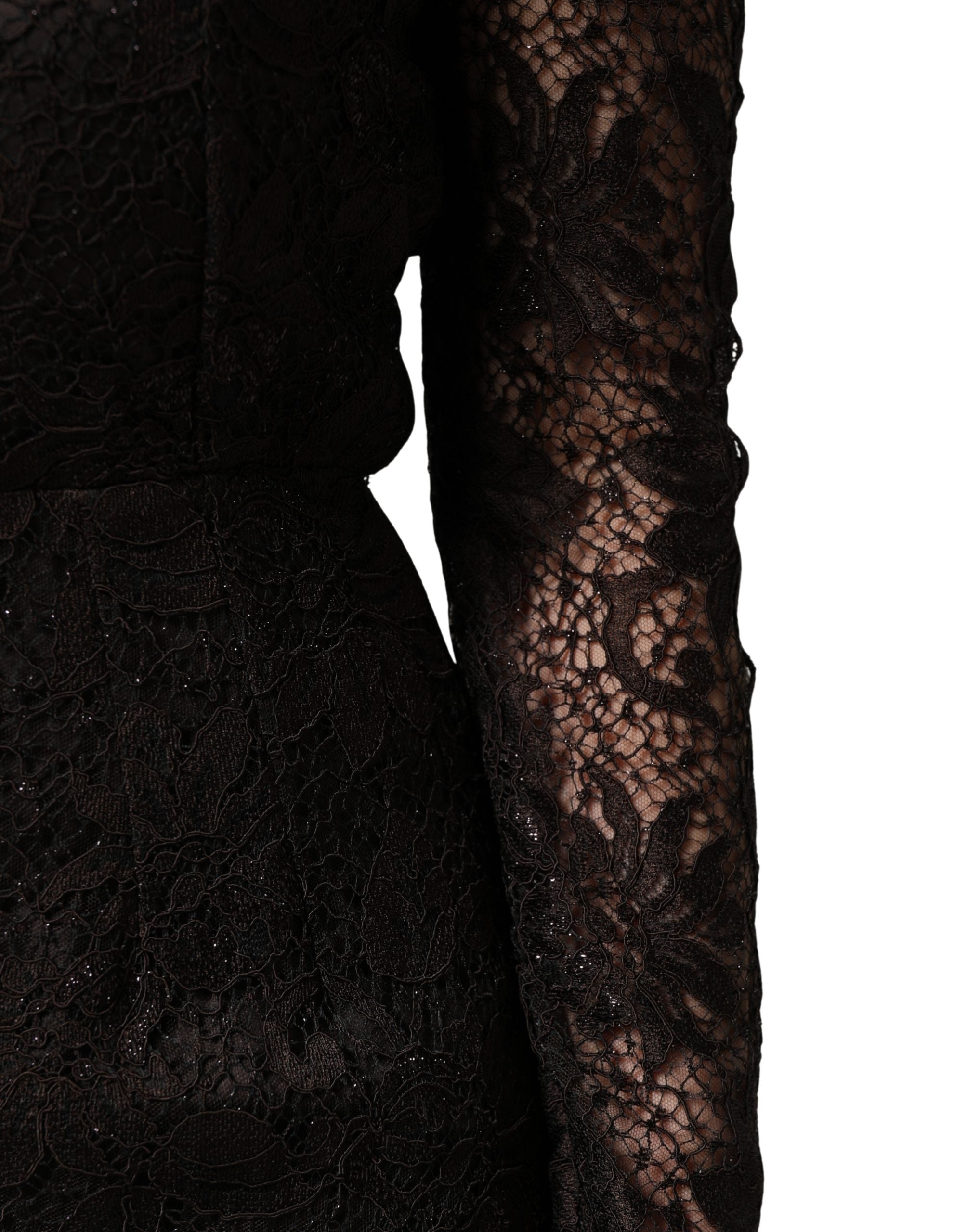 Black Floral Lace Sheath Long Maxi Dress - ventzia