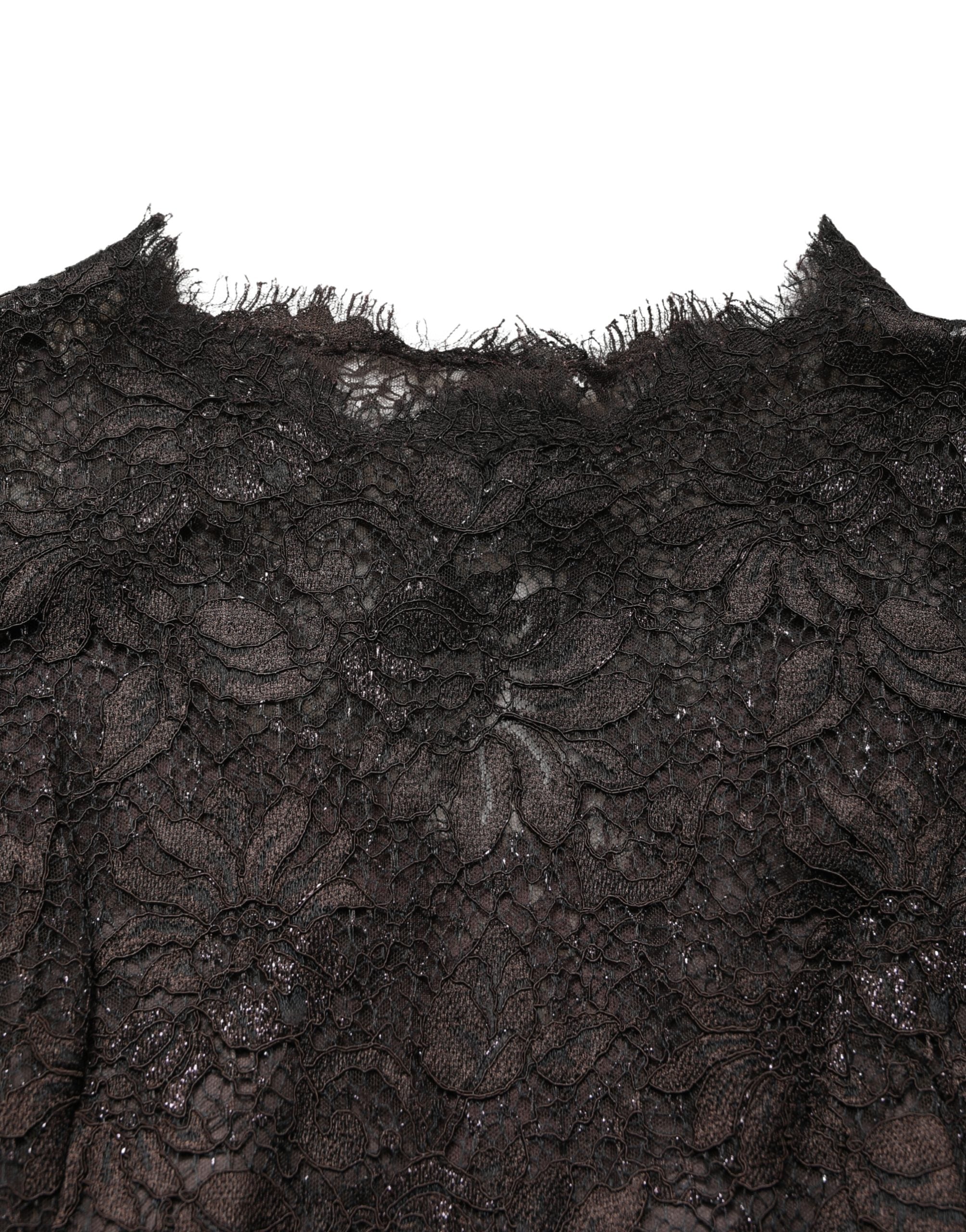 Black Floral Lace Sheath Long Maxi Dress - ventzia