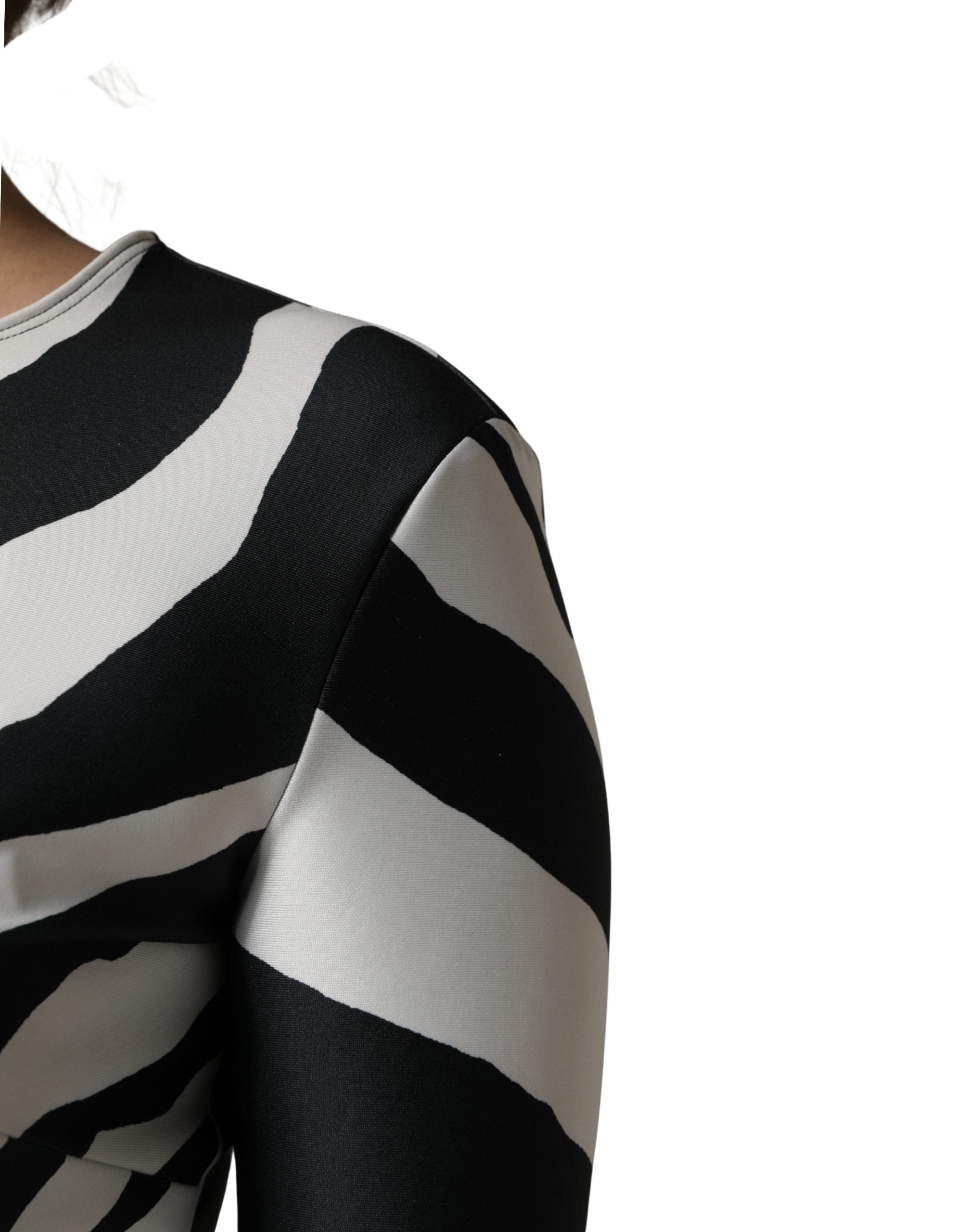 Black White Polyester Zebra Pattern Jumpsuit - ventzia