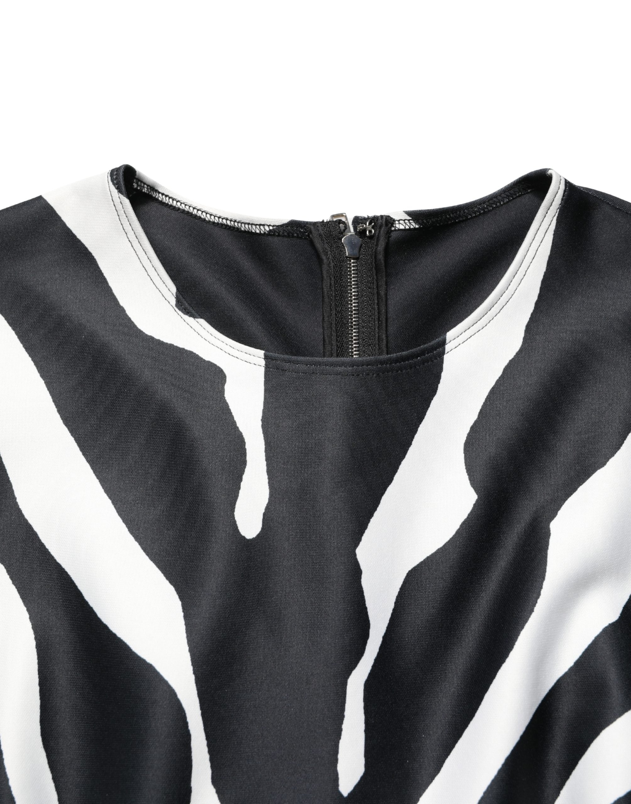 Black White Polyester Zebra Pattern Jumpsuit - ventzia
