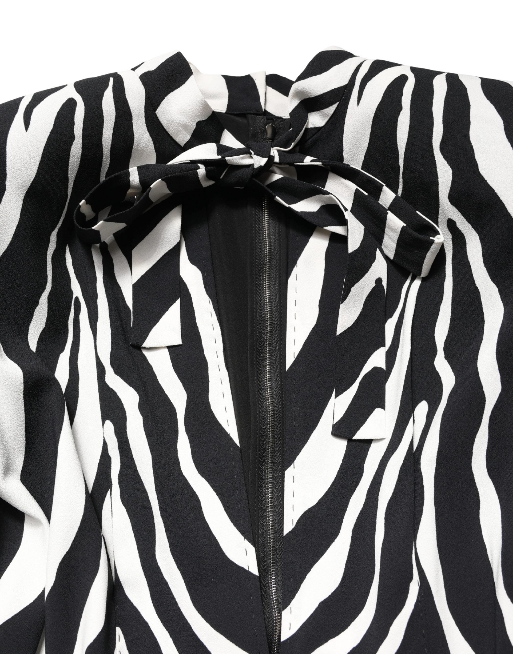 Black White Viscose Zebra Pattern Jumpsuit - ventzia