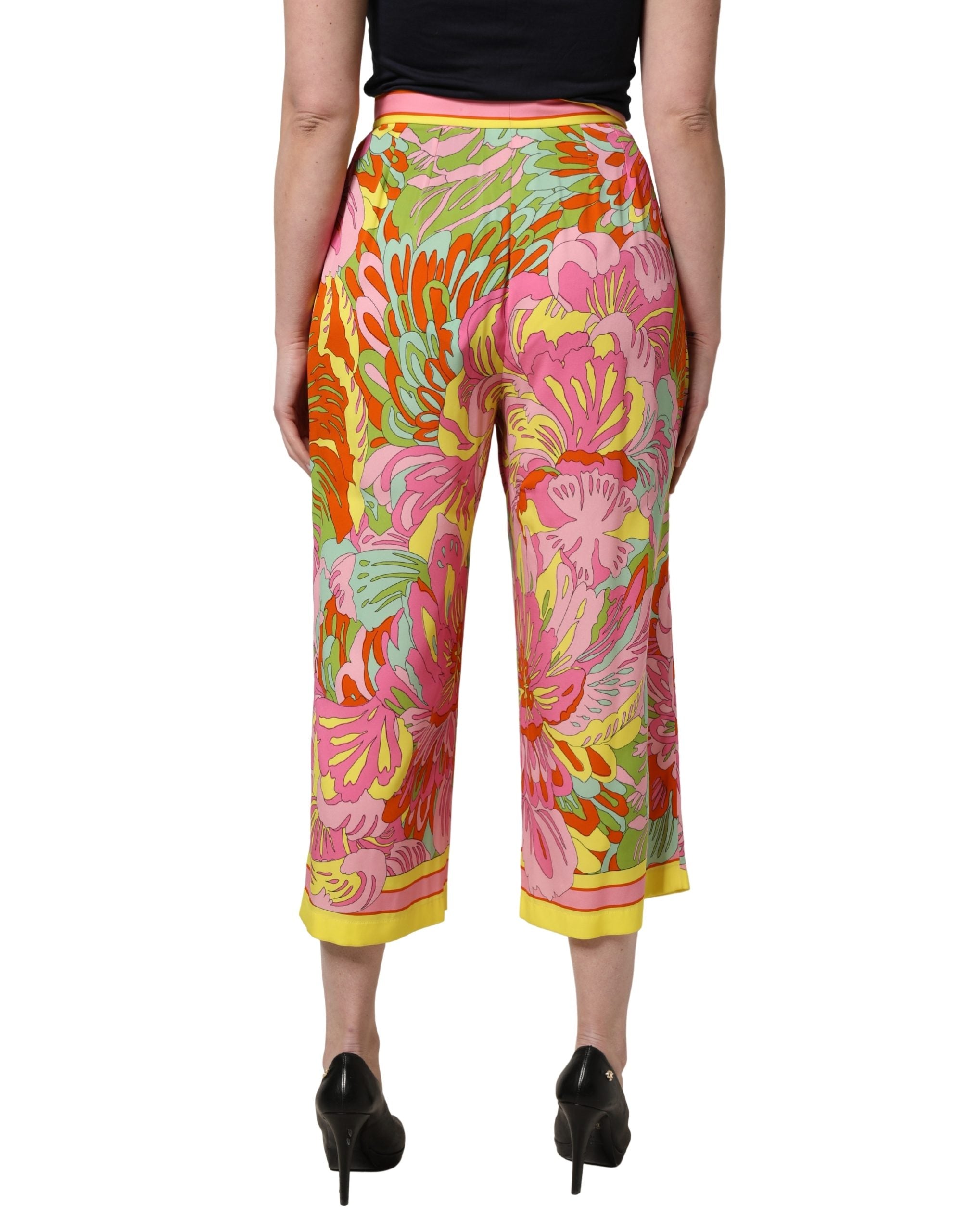 Multicolor FloralPrint Cropped Trouser Pants - ventzia