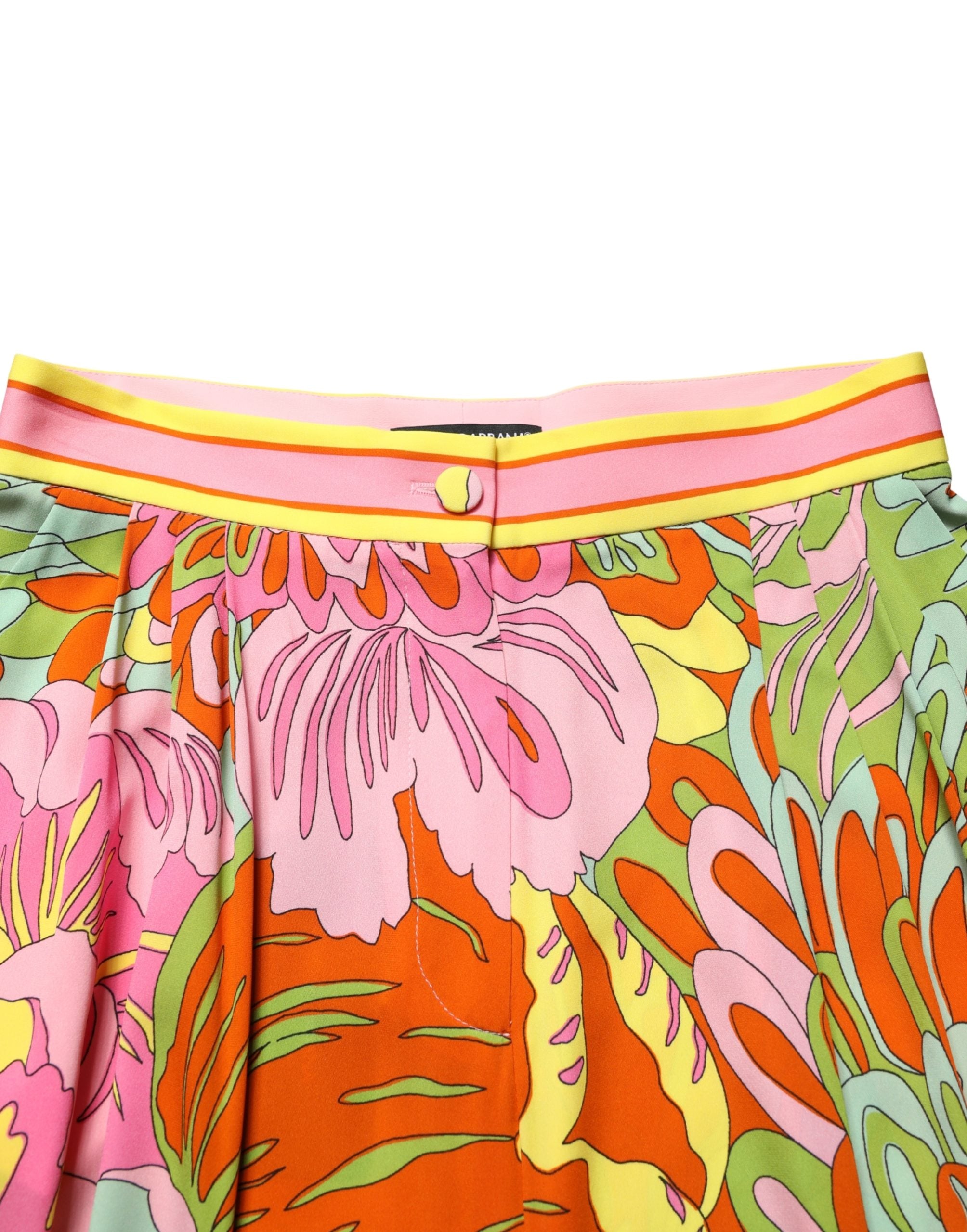 Multicolor FloralPrint Cropped Trouser Pants - ventzia