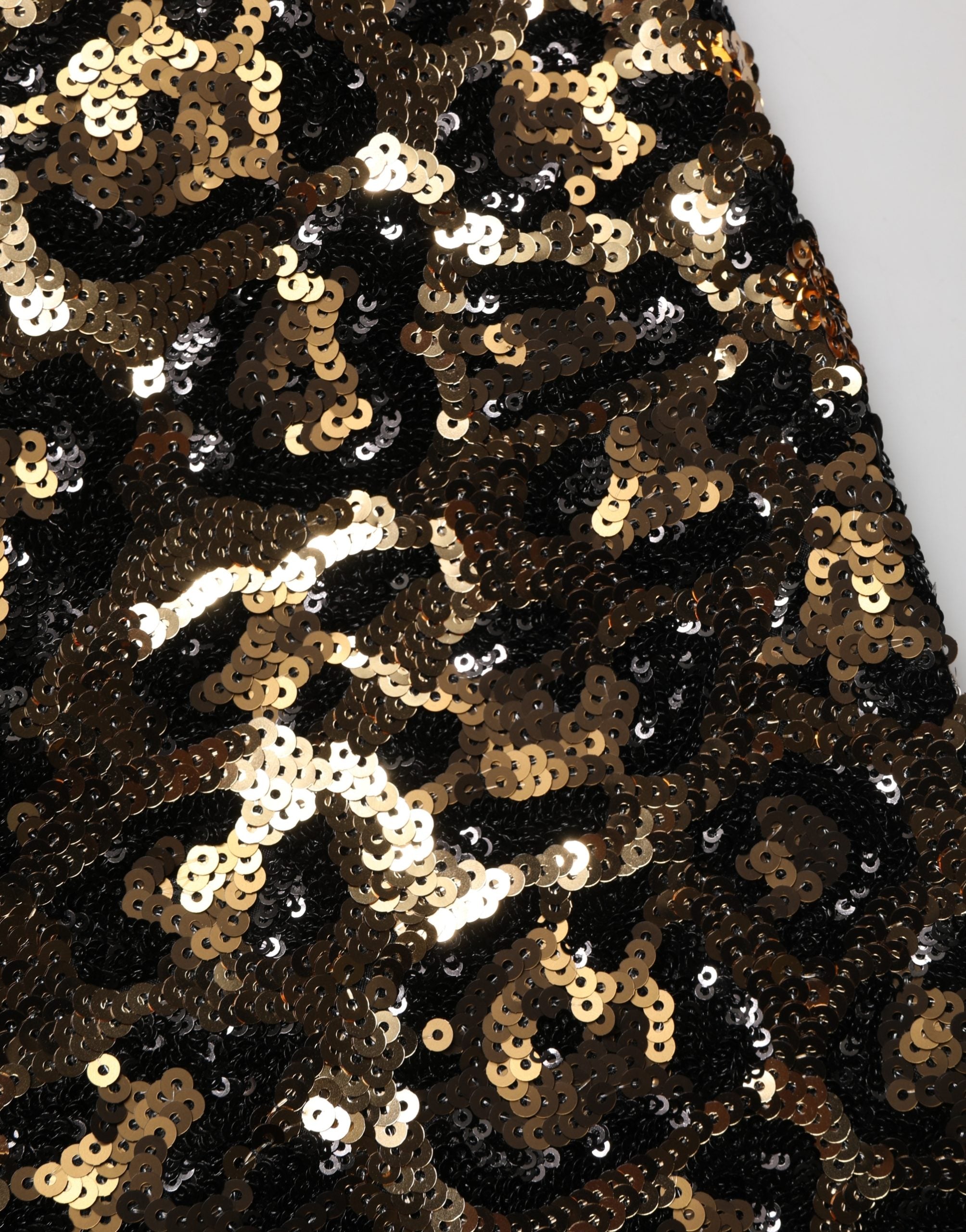 Gold Leopard Sequined Straight Trouser Pants - ventzia