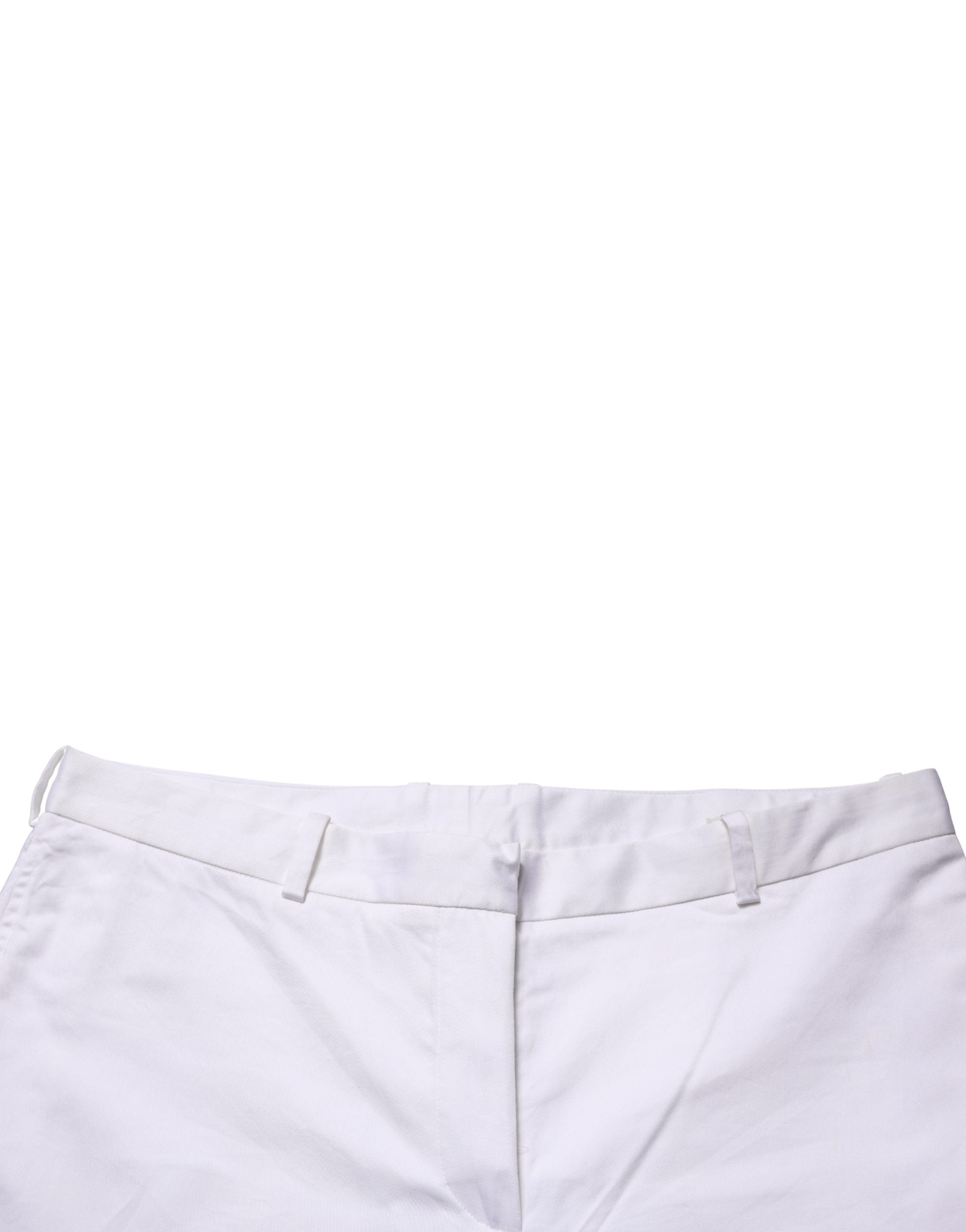 White Mid Waist Straight Chino Women Trouser Pants - ventzia
