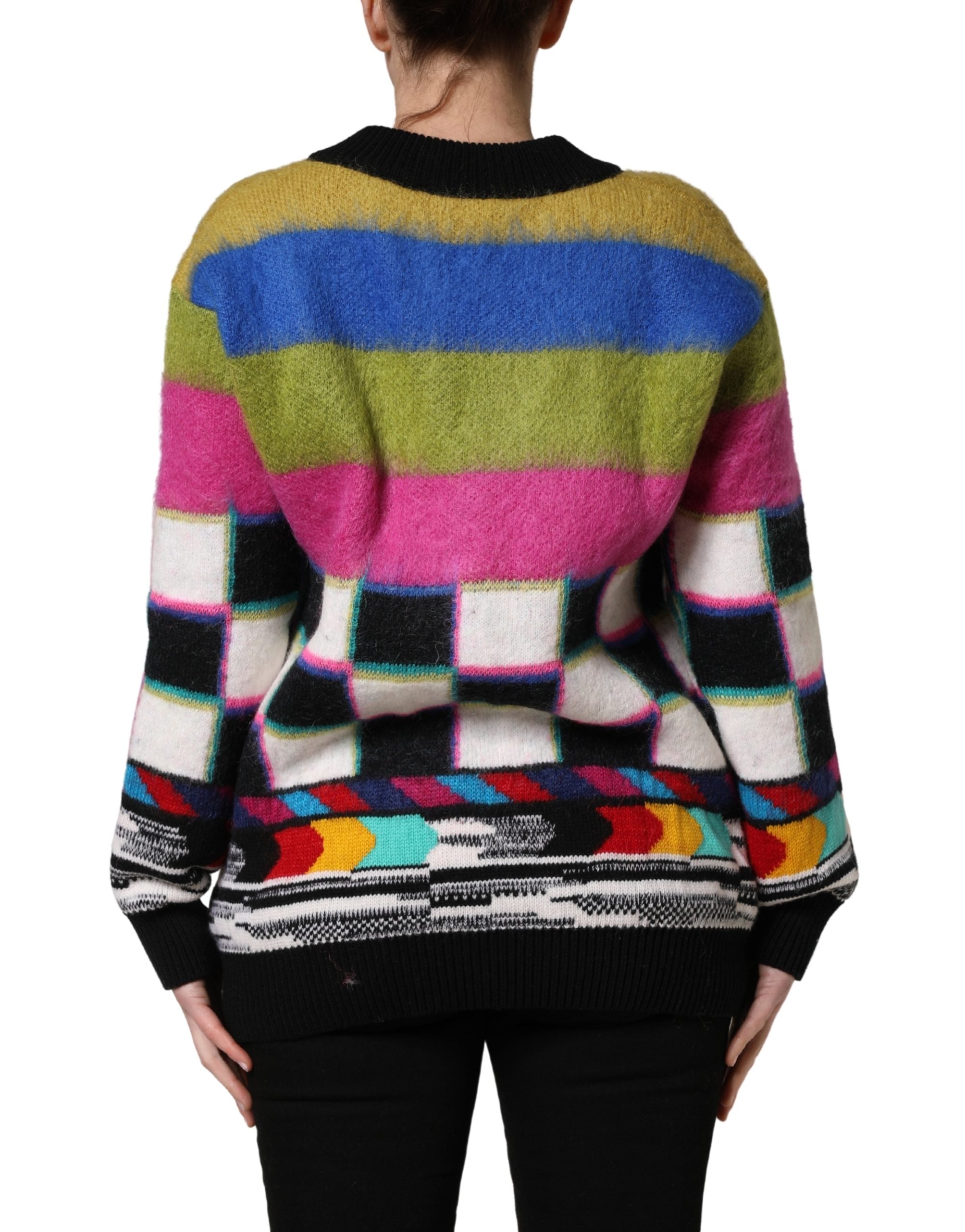 Multicolor Stripes V-neck Pullover Sweater - ventzia