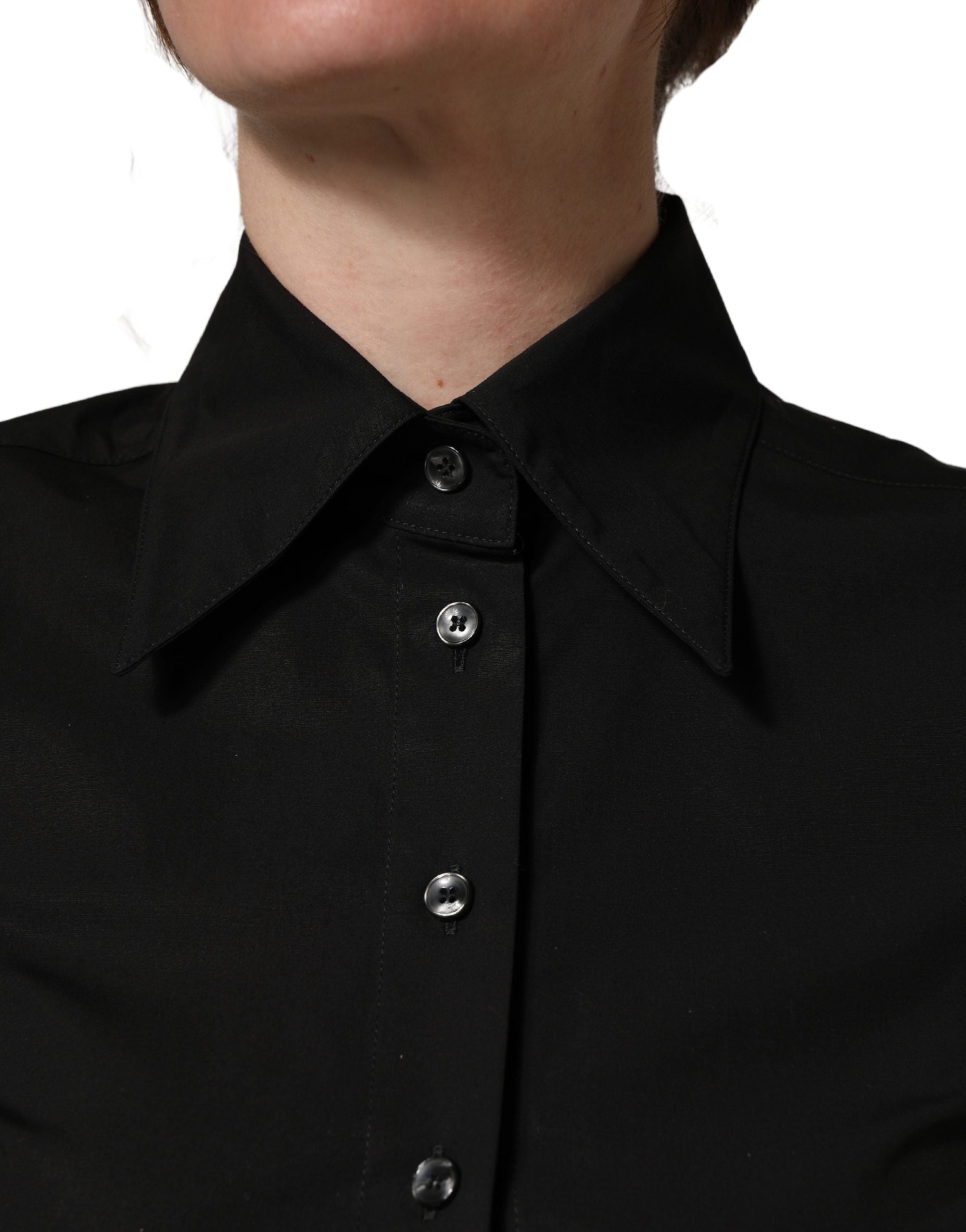 Black Cotton Sleeveless Collared Blouse Top - ventzia