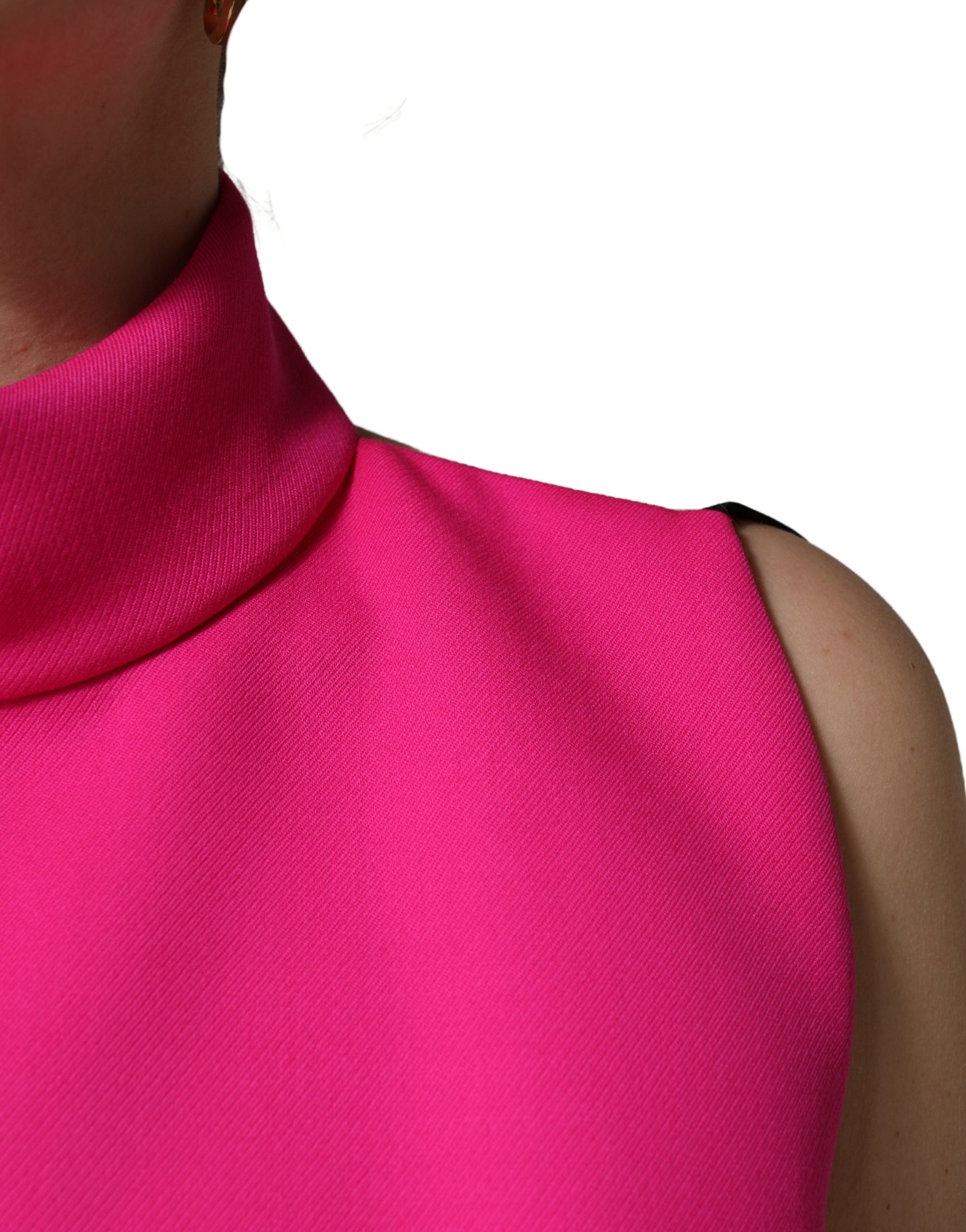 Hot Pink Wool Backless Sleeveless Tank Top - ventzia