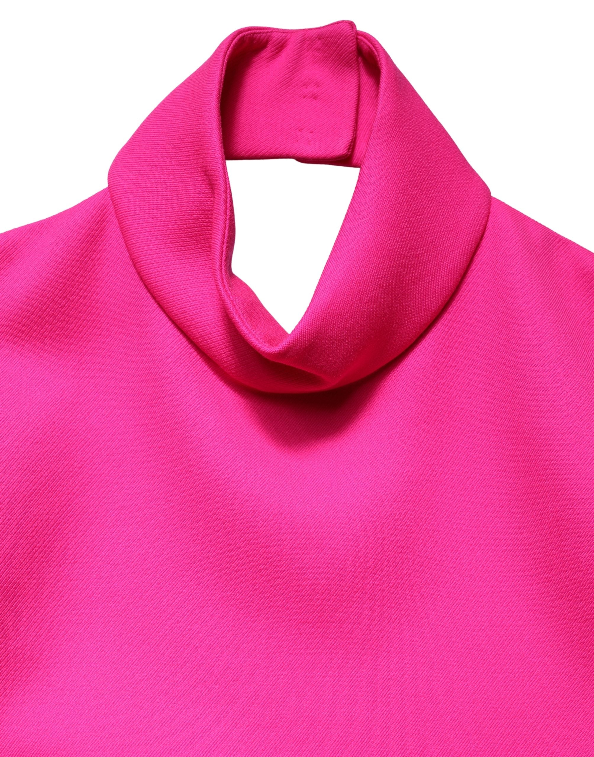 Hot Pink Wool Backless Sleeveless Tank Top - ventzia